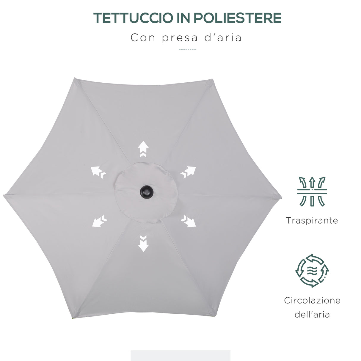 easycomfort outusnny ombrellone 2x2 m da giardino con palo centrale ombrellone per esterno in alluminio grigio chiaro