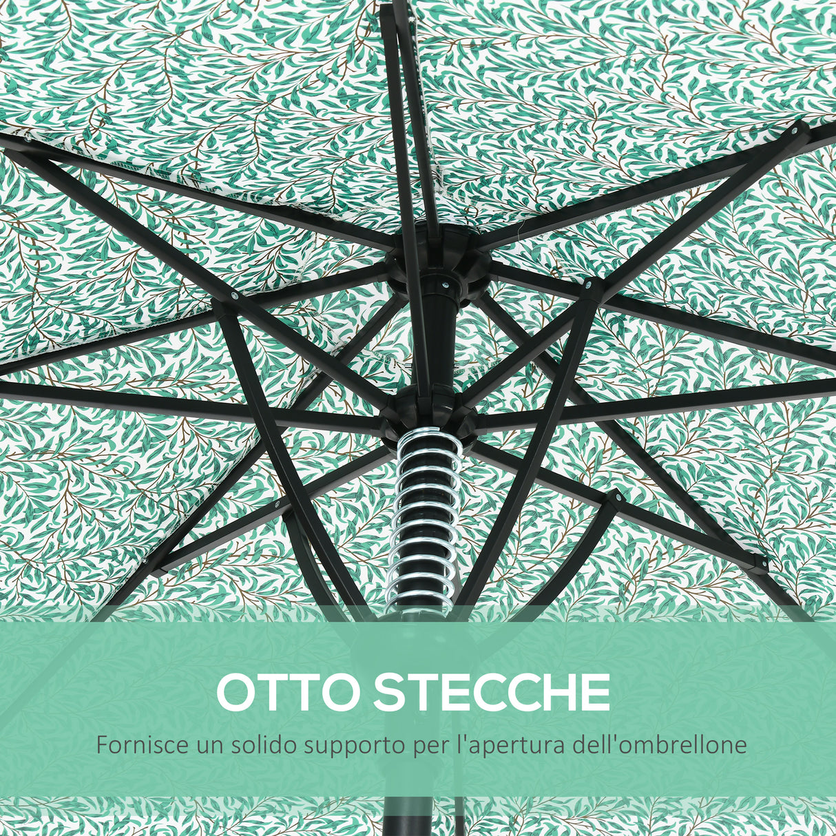 easycomfort ombrellone da giardino 3x2.5 m in metallo a 2 sezioni con 8 stecche e copertura in poliestere