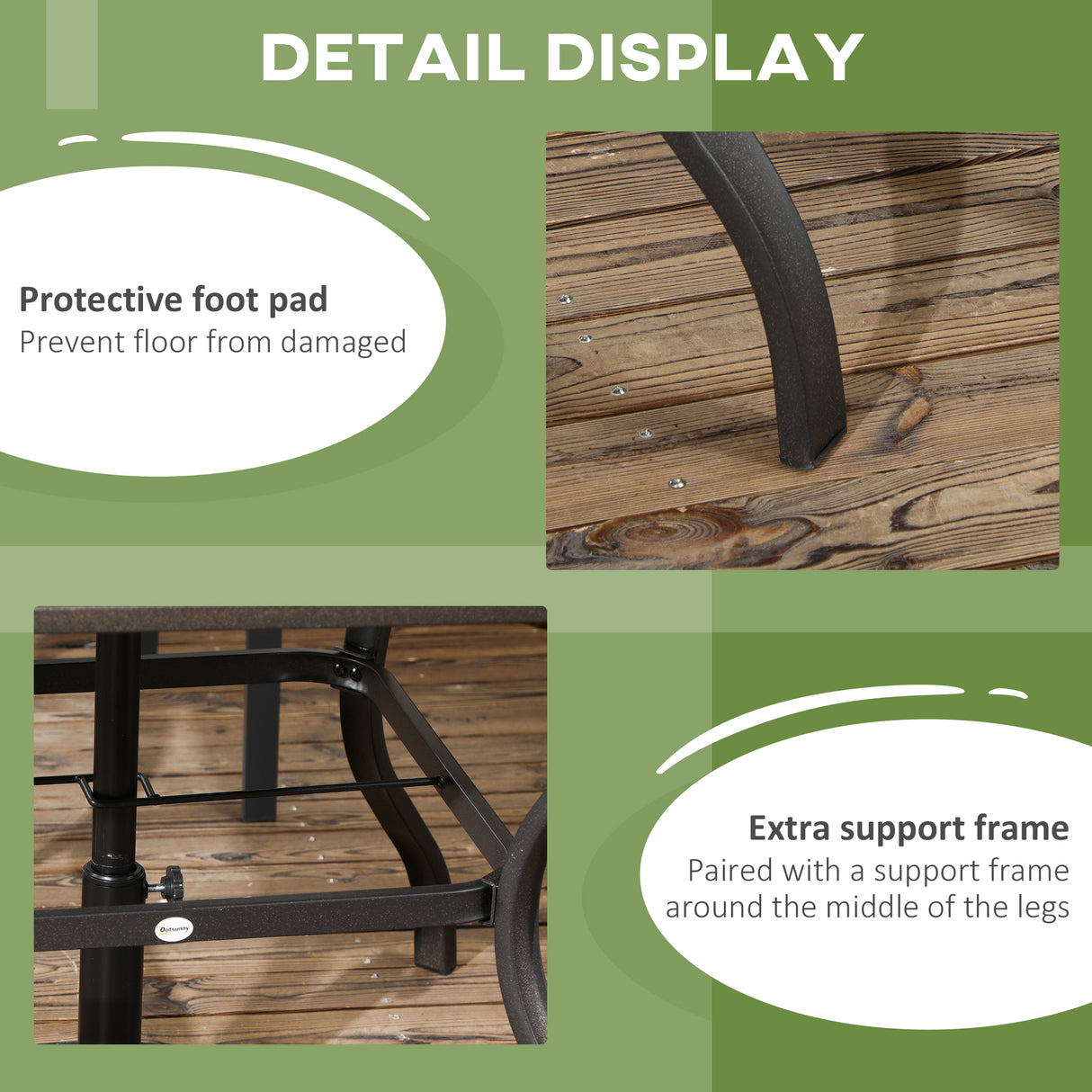 easycomfort tavolo da giardino marrone per 4 persone con foro centrale per ombrellone 94l x 94p x 71a cm