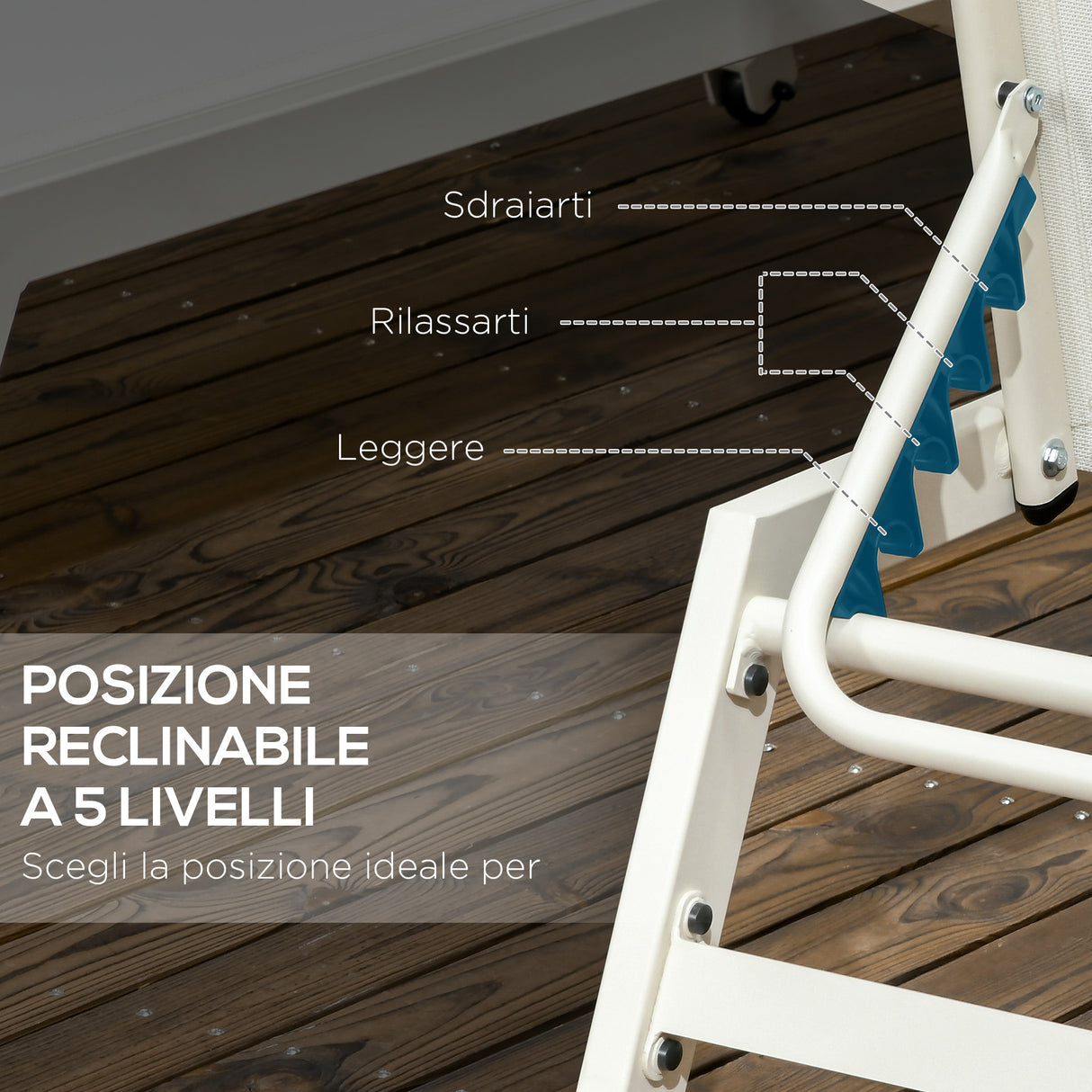 easycomfort easycomfort chaise longue lettino prendisole reclinabile 2pz in alluminio e poliestere 55x195x30 cm beige