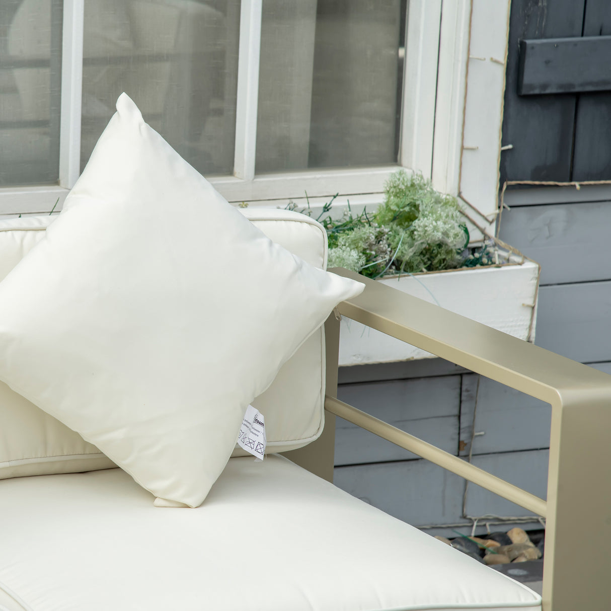 easycomfort easycomfort set giardino 4 pezzi con divanetto 2 poltrone e tavolino con cuscini sfoderabili oro