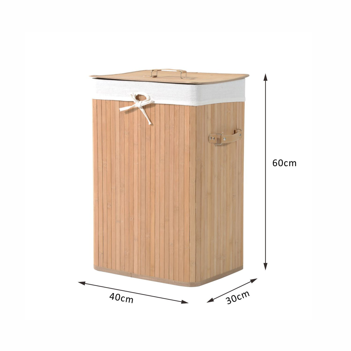 easycomfort easycomfort cesta portabiancheria in bambu con coperchio e fodera rimovibile 40 x 30 x 60cm naturale