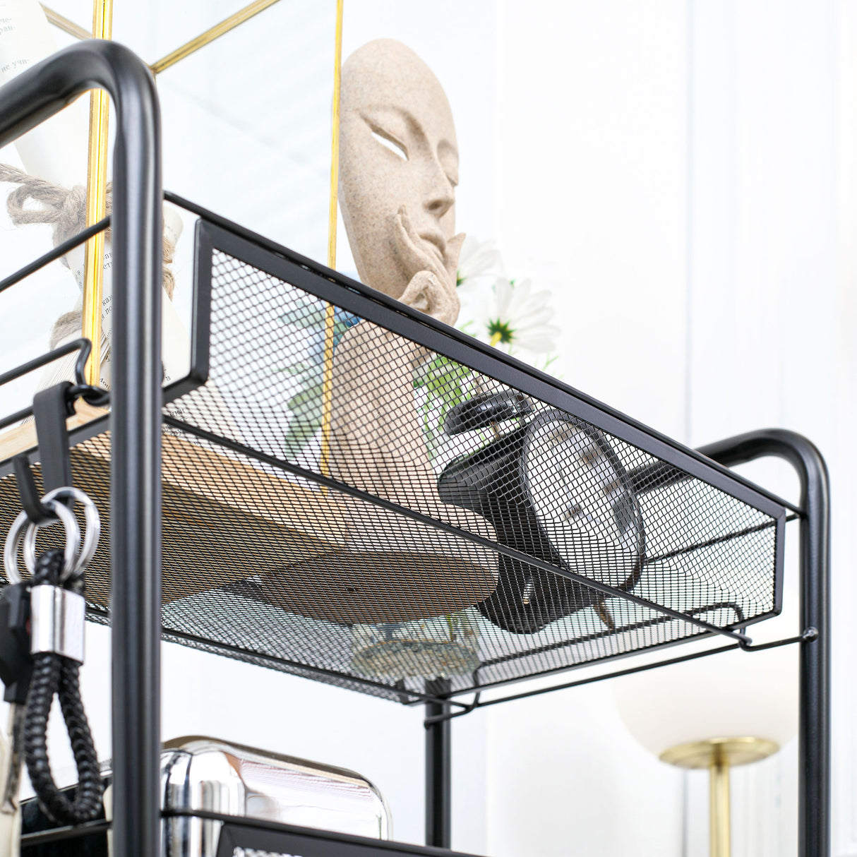 easycomfort easycomfort carrello da cucina a 3 livelli con cesti removibili e 4 ruote in acciaio e plastica pp 41 5lx26 5x63 cm nero