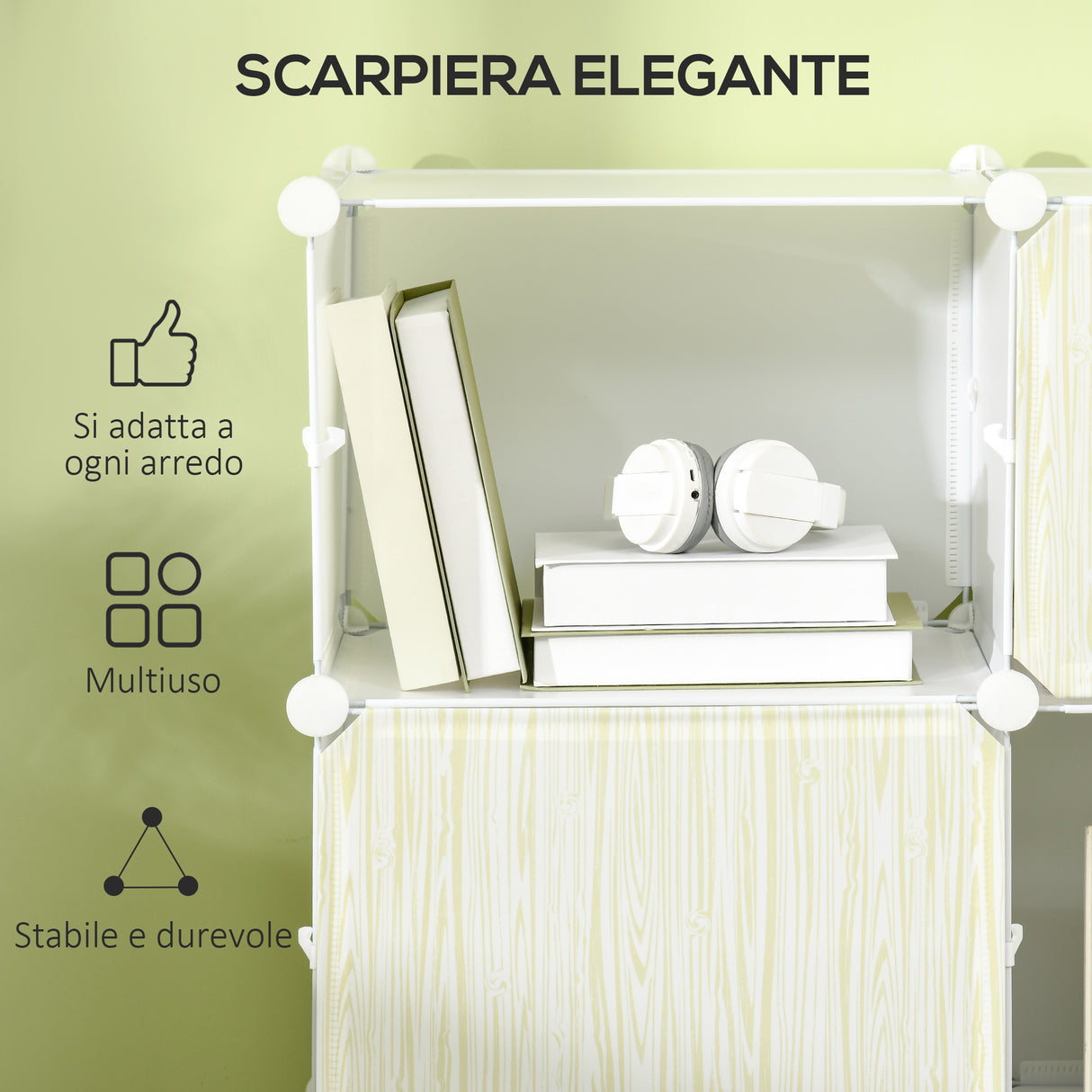 easycomfort easycomfort mobile scarpiera modulare salvaspazio 12 cubi in plastica pp e acciaio 125x32x125 cm