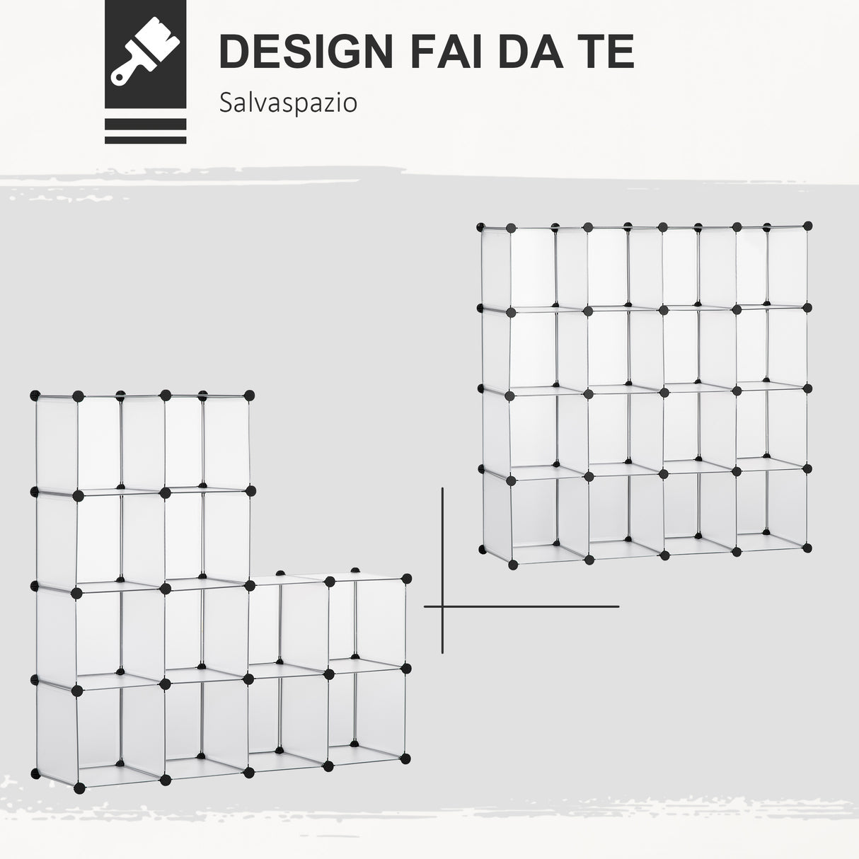 easycomfort easycomfort mobile scarpiera modulare salvaspazio 16 cubi 30x30x30 cm in acciaio e pp 125x32x125 cm trasparente