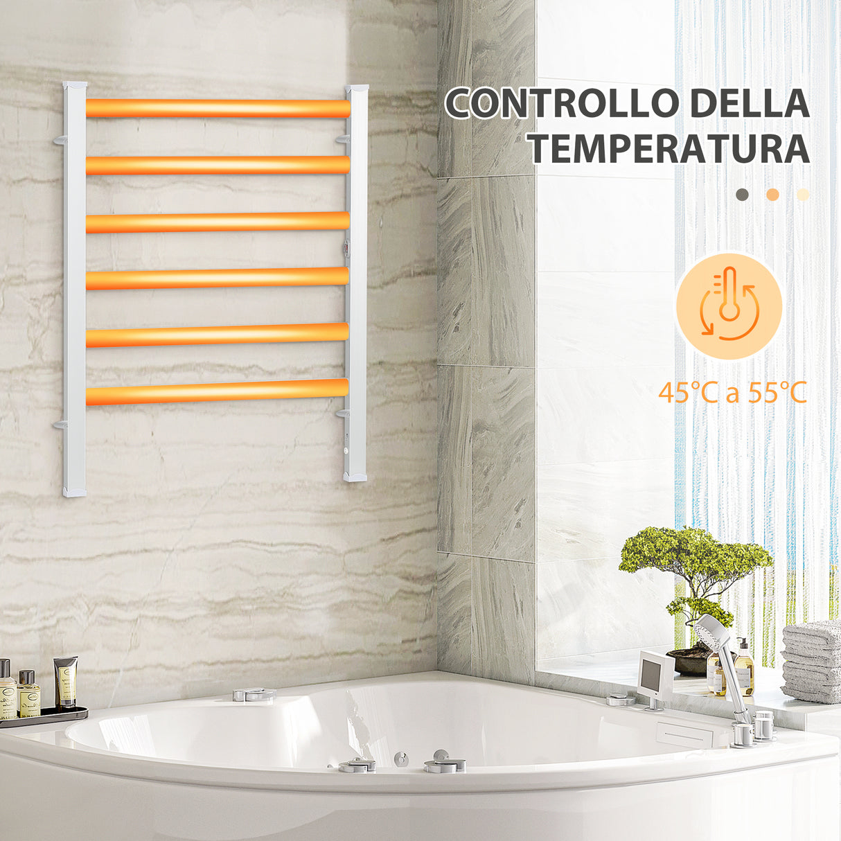 easycomfort scaldasalviette elettrico da 140w a 6 barre con temperatura 45 c 55 c in alluminio 69x36x90 cm argento