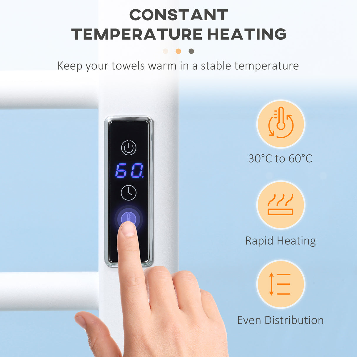easycomfort easycomfort scaldasalviette elettrico a 8 barre con timer e controllo temperatura 50x45x80 cm bianco