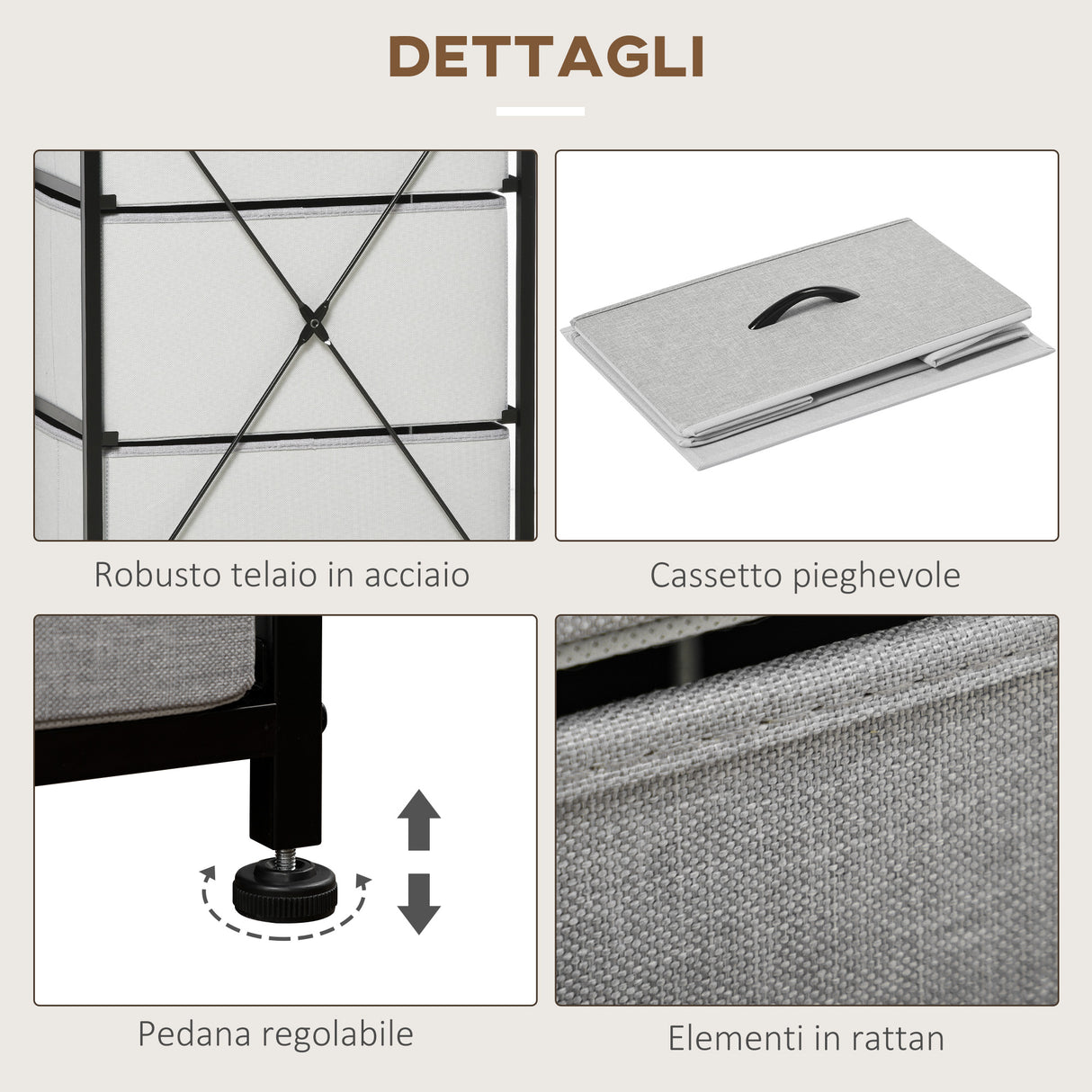 easycomfort easycomfort cassettiera 8 cassetti in tessuto rimovibili in legno e acciaio stile industriale 45x30x116cm