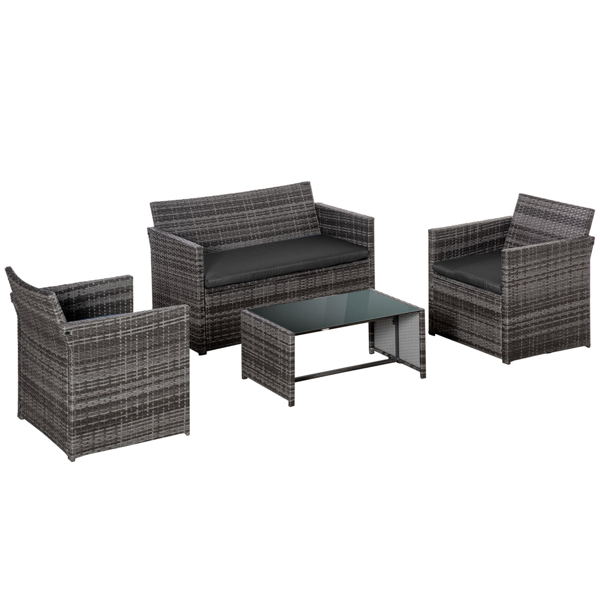 easycomfort easycomfort set 4 p zi mobili da giardino in rattan pe salotto da esterni con tavolo 2 sedie divano due posti grigio