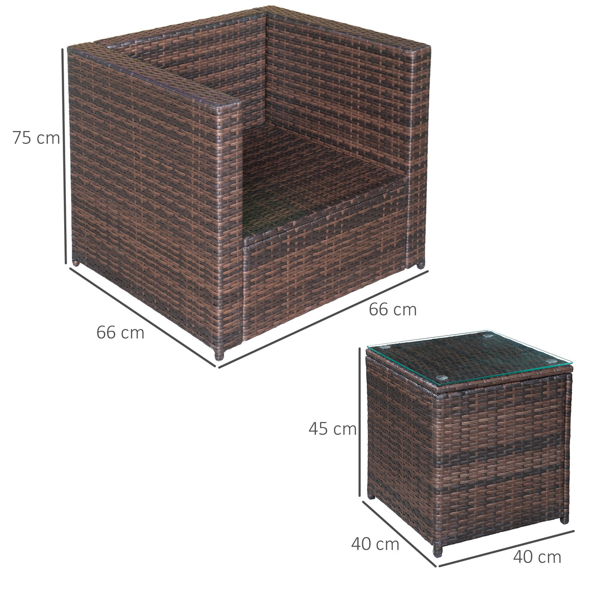 easycomfort easycomfort set mobili da giardino rattan pe da 3 pezzi 2 poltrone da esterno tavolino e cuscini marrone