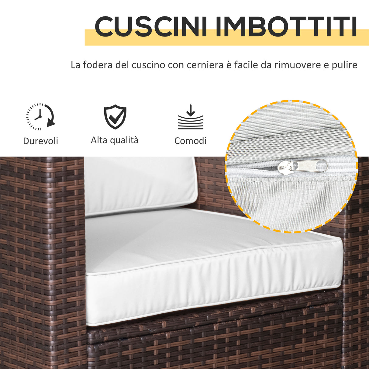 easycomfort easycomfort set mobili da giardino rattan pe da 3 pezzi 2 poltrone da esterno tavolino e cuscini marrone
