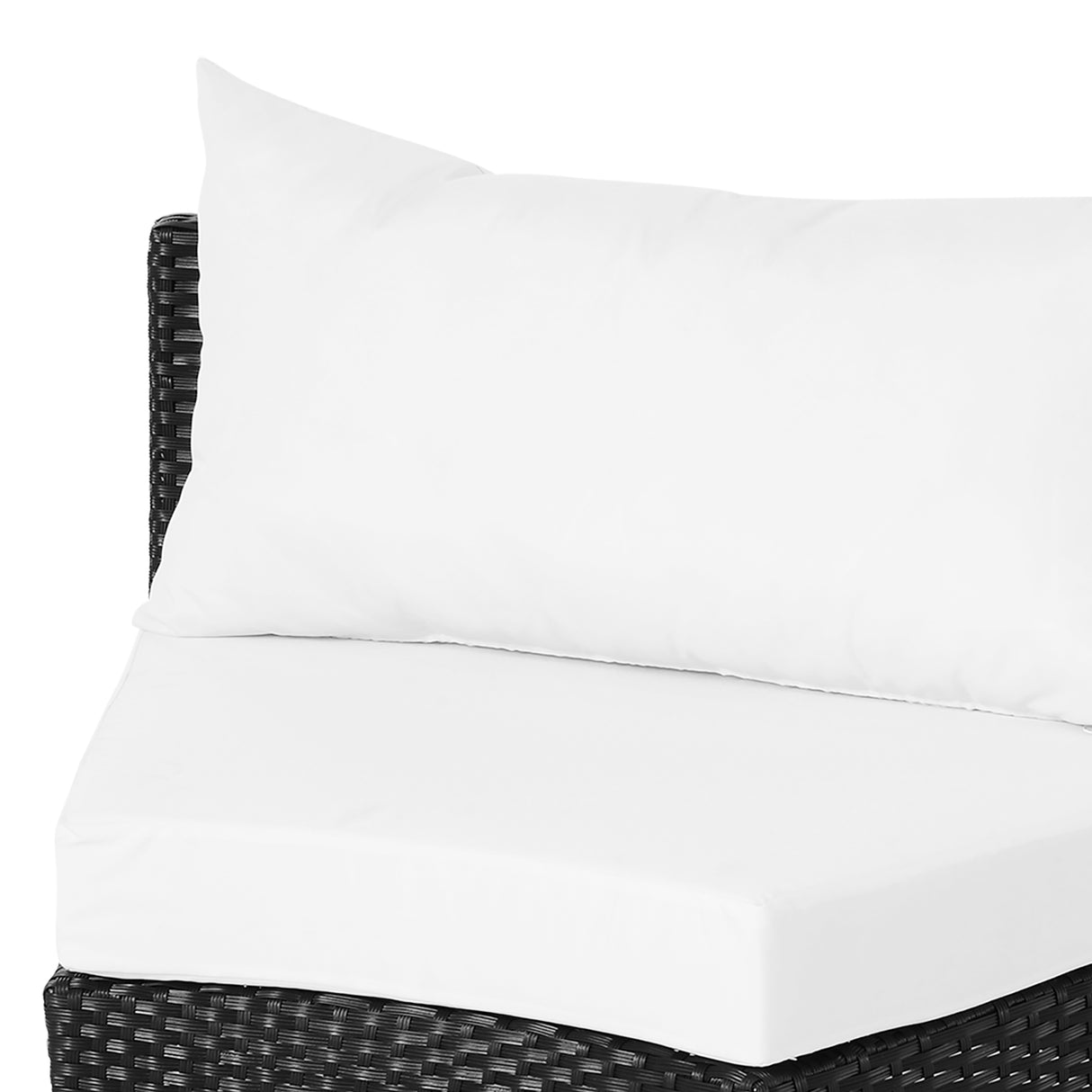 easycomfort easycomfort divano da esterno in rattan set 5 pezzi con pouf salottino per il giardino nero e bianco 96cmx 68cmx 65cm