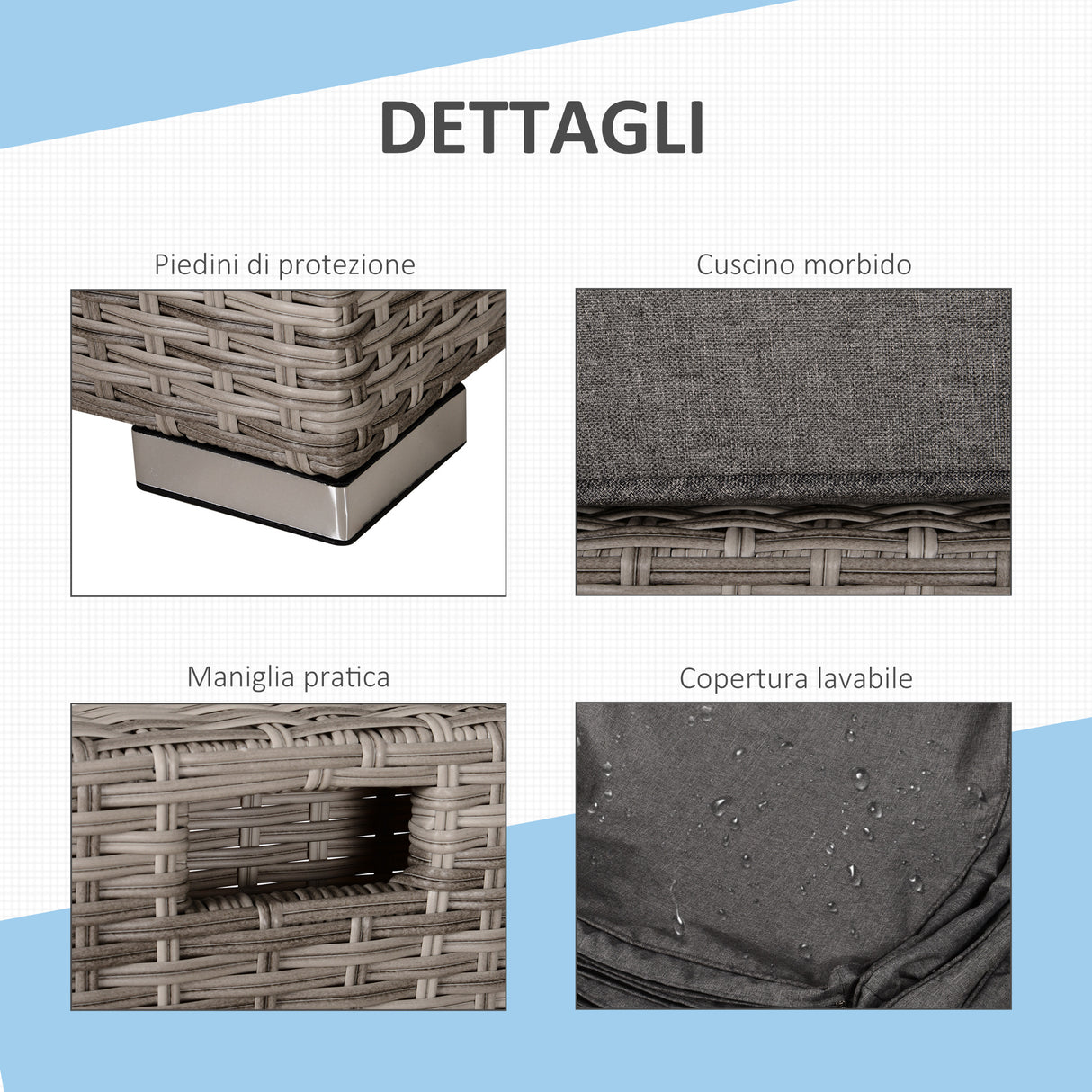 easycomfort easycomfort salotto da esterno in rattan pe da 8 pezzi set mobili da giardino salvaspazio con poltrone tavolini e sgabelli grigio