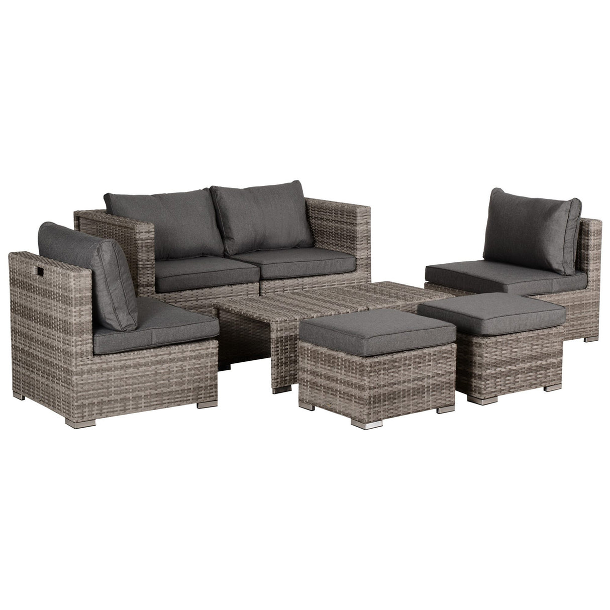 easycomfort easycomfort salotto da esterno in rattan pe da 8 pezzi set mobili da giardino salvaspazio con poltrone tavolini e sgabelli grigio