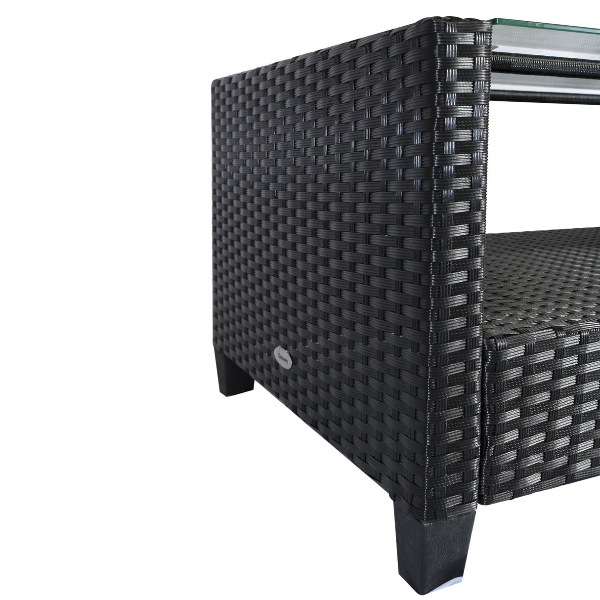 easycomfort easycomfort set mobili da giardino 4 pezzi in rattan pe e tavolino divano e poltrone imbottiti nero e beige 124x68x76cm