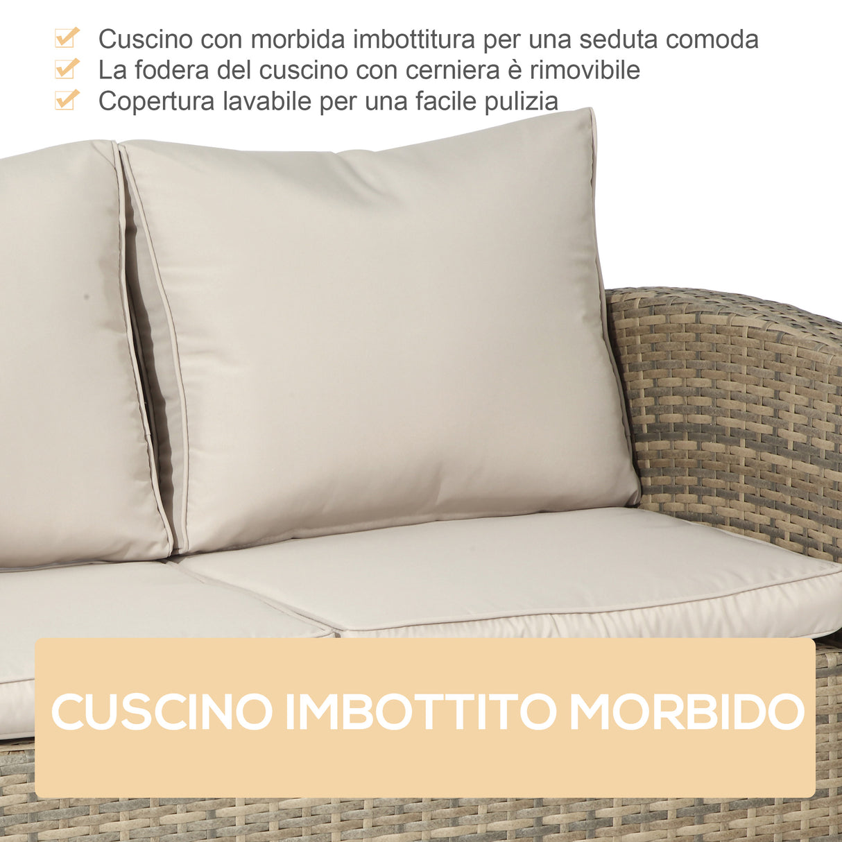 easycomfort easycomfort set mobili da giardino 6 pezzi in rattan con divani poltrone e tavoli contenitore beige