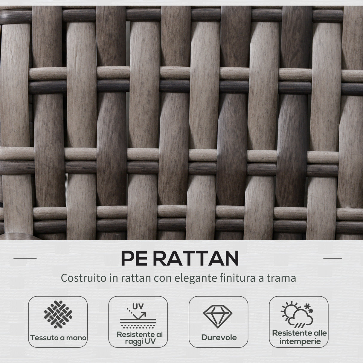 easycomfort easycomfort salotto da giardino set 3 pz con 2 divani da esterno e 1 tavolo da giardino in rattan sintetico grigio