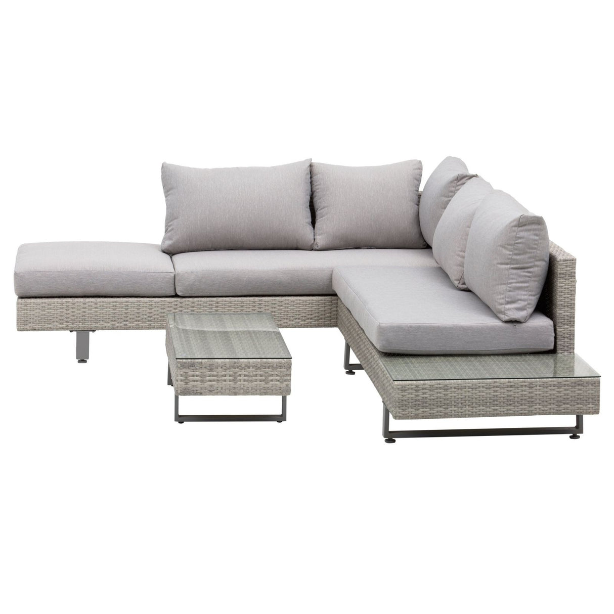 easycomfort easycomfort salotto da giardino con divano e tavolino in pe rattan grigio