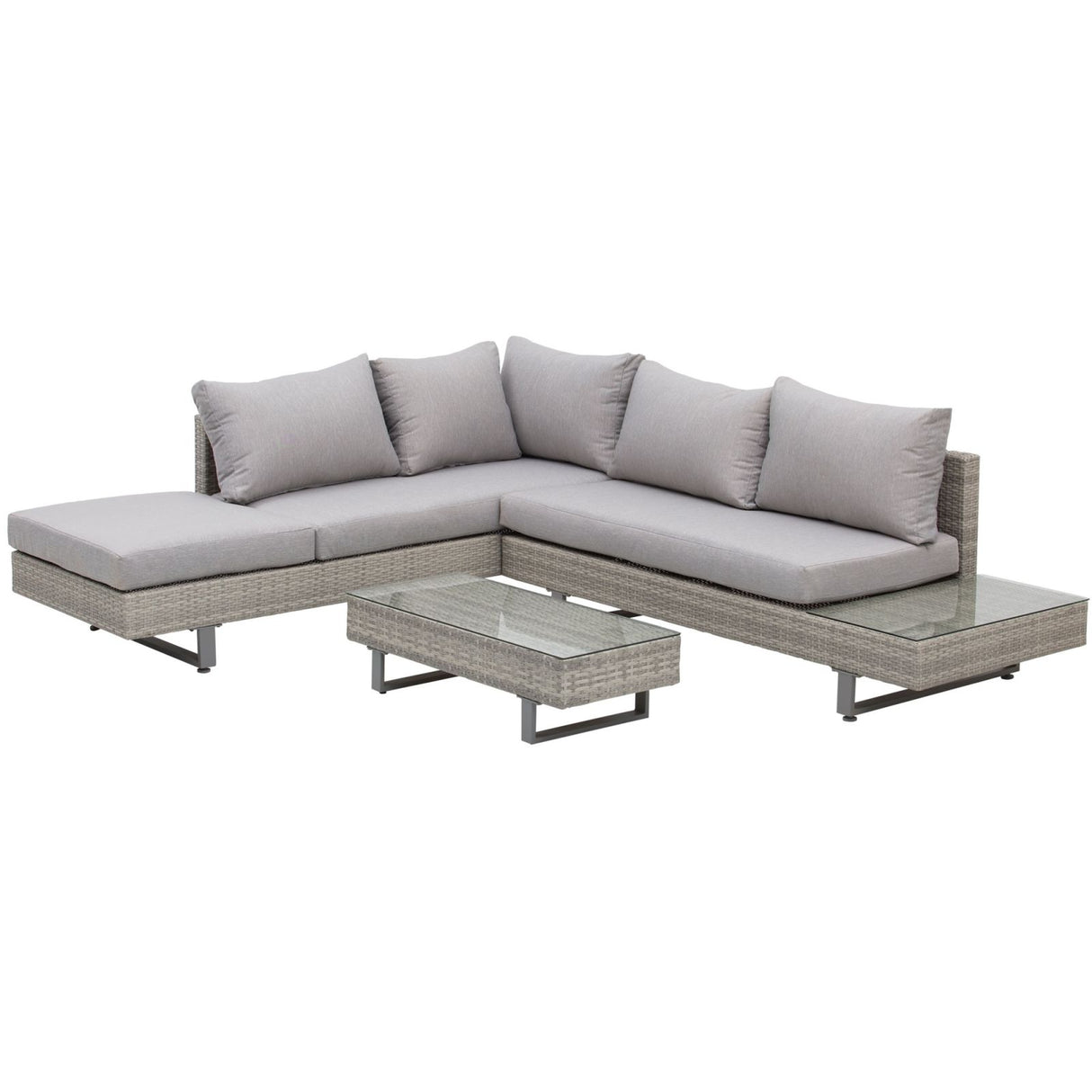 easycomfort easycomfort salotto da giardino con divano e tavolino in pe rattan grigio