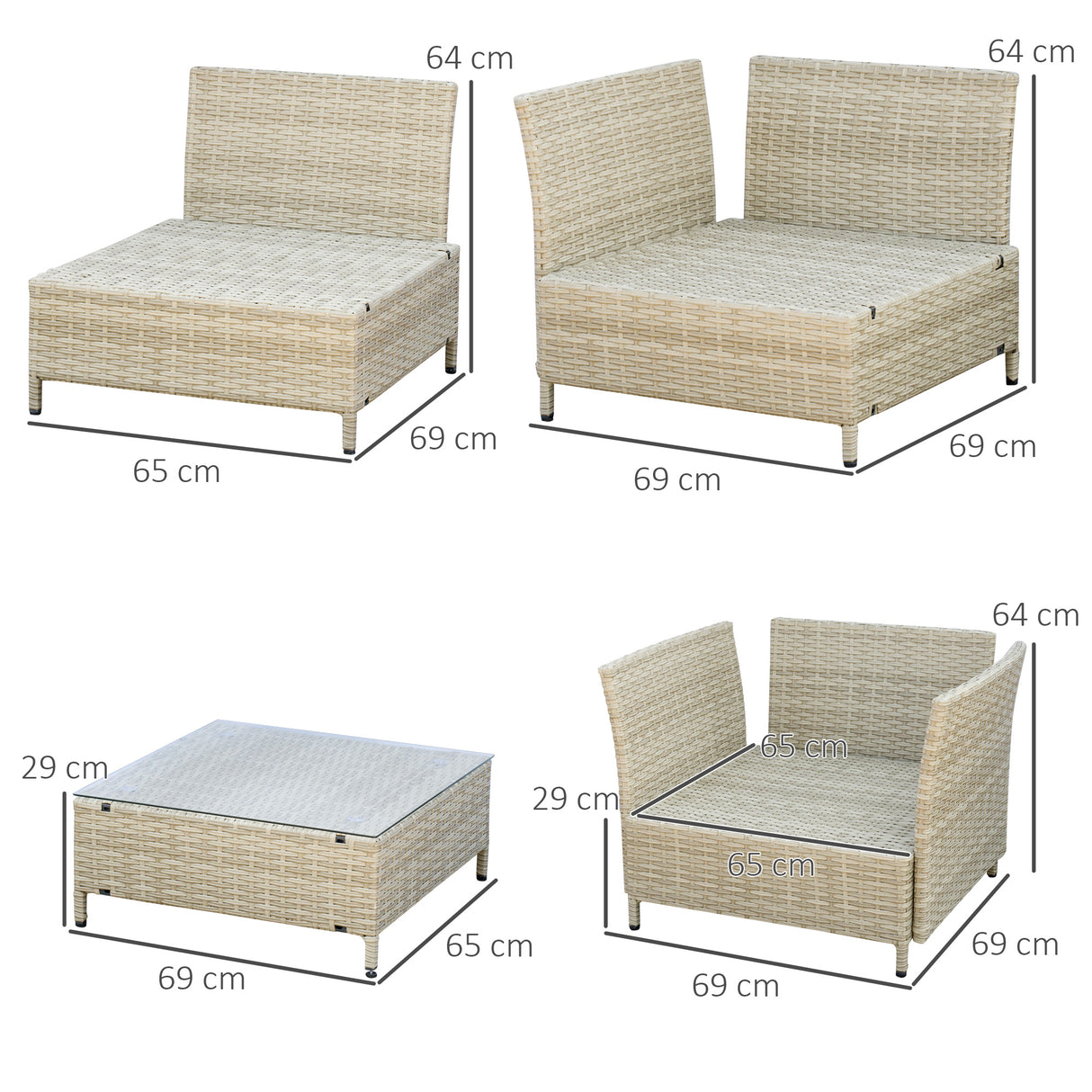 easycomfort easycomfort salotto da giardino 7 pezzi modulabile in rattan pe con cuscini beige