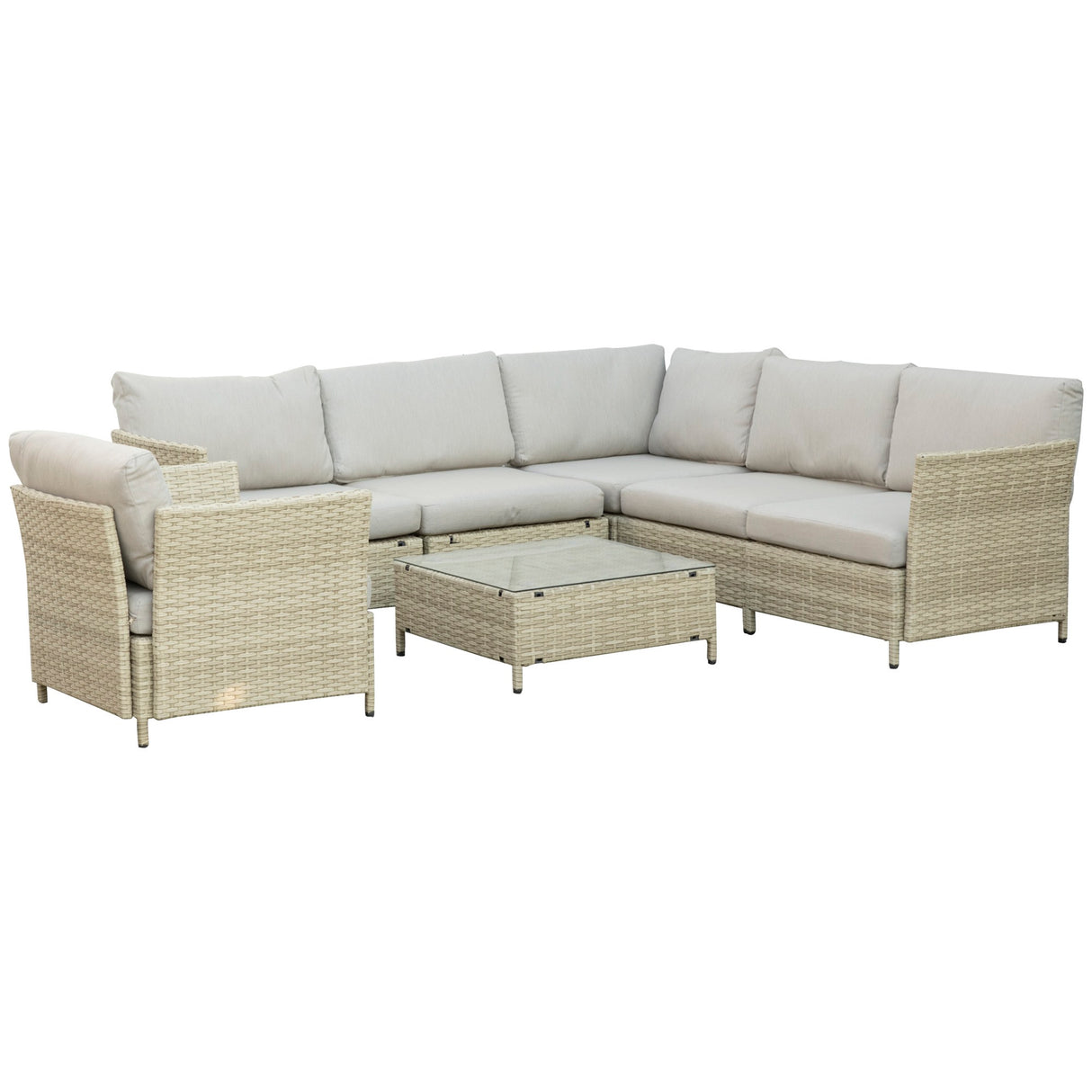 easycomfort easycomfort salotto da giardino 7 pezzi modulabile in rattan pe con cuscini beige