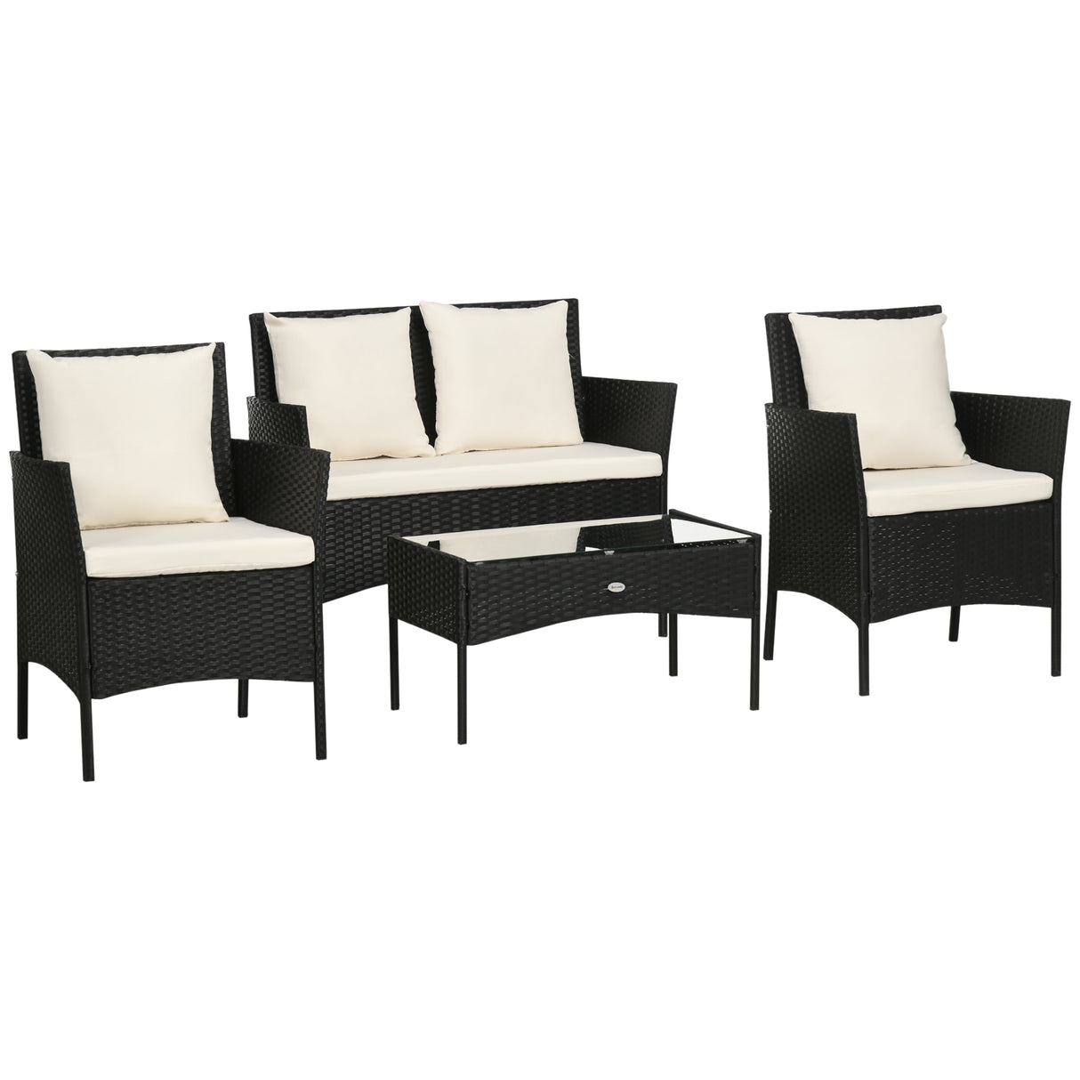 easycomfort easycomfort set da giardino 4pezzi in rattan con 2 sedie poltrona da giardino a 2 posti e tavolino basso