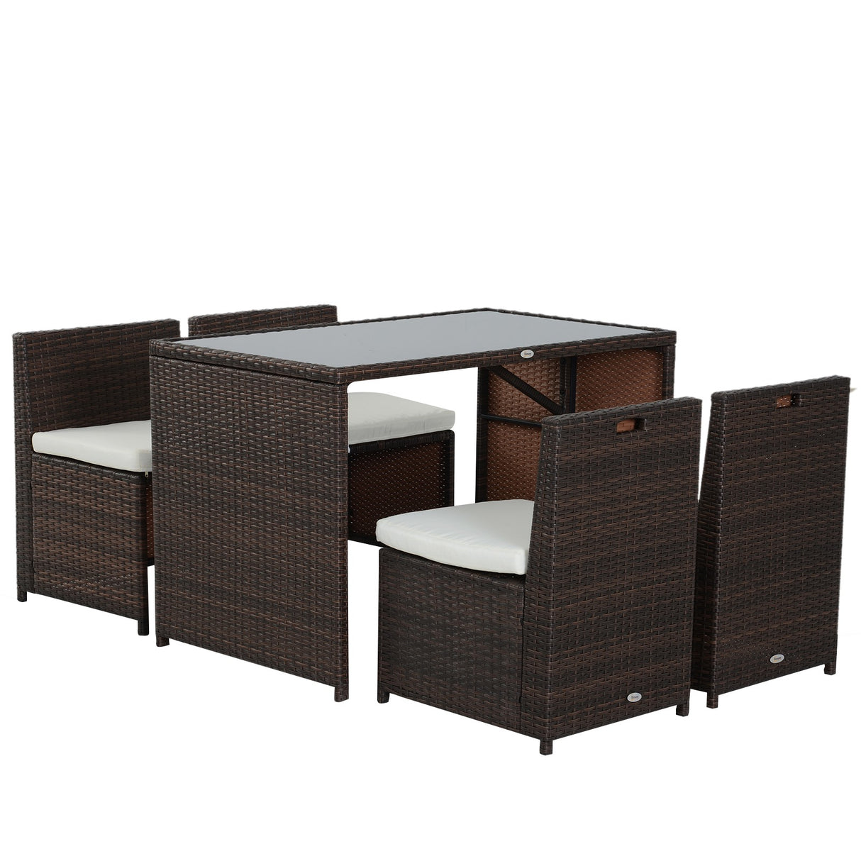 easycomfort easycomfort set mobili da giardino in rattan 5pz tavolo pranzo 4 sedie con cuscini