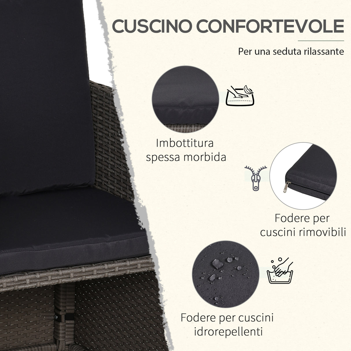 easycomfort set mobili da giardino esterno 9 pezzi tavolo con 4 sedie 4 poggiapiedi in rattan grigio