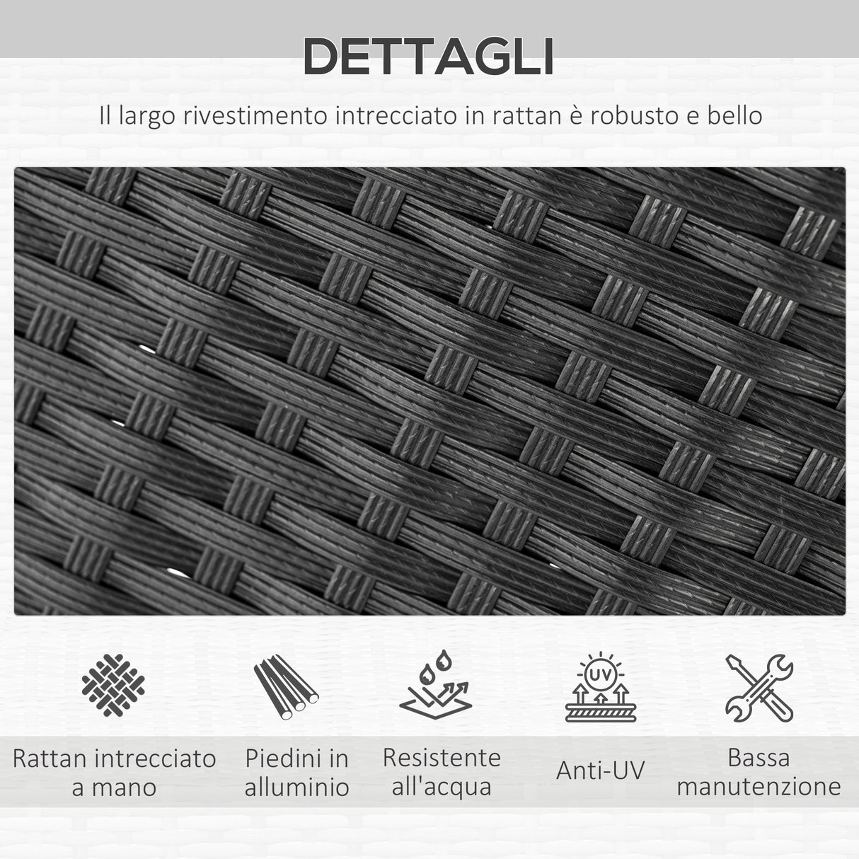 easycomfort easycomfort set tavolo e sedie da giardino 7 pezzi in pe rattan e legno con cuscini morbidi nero