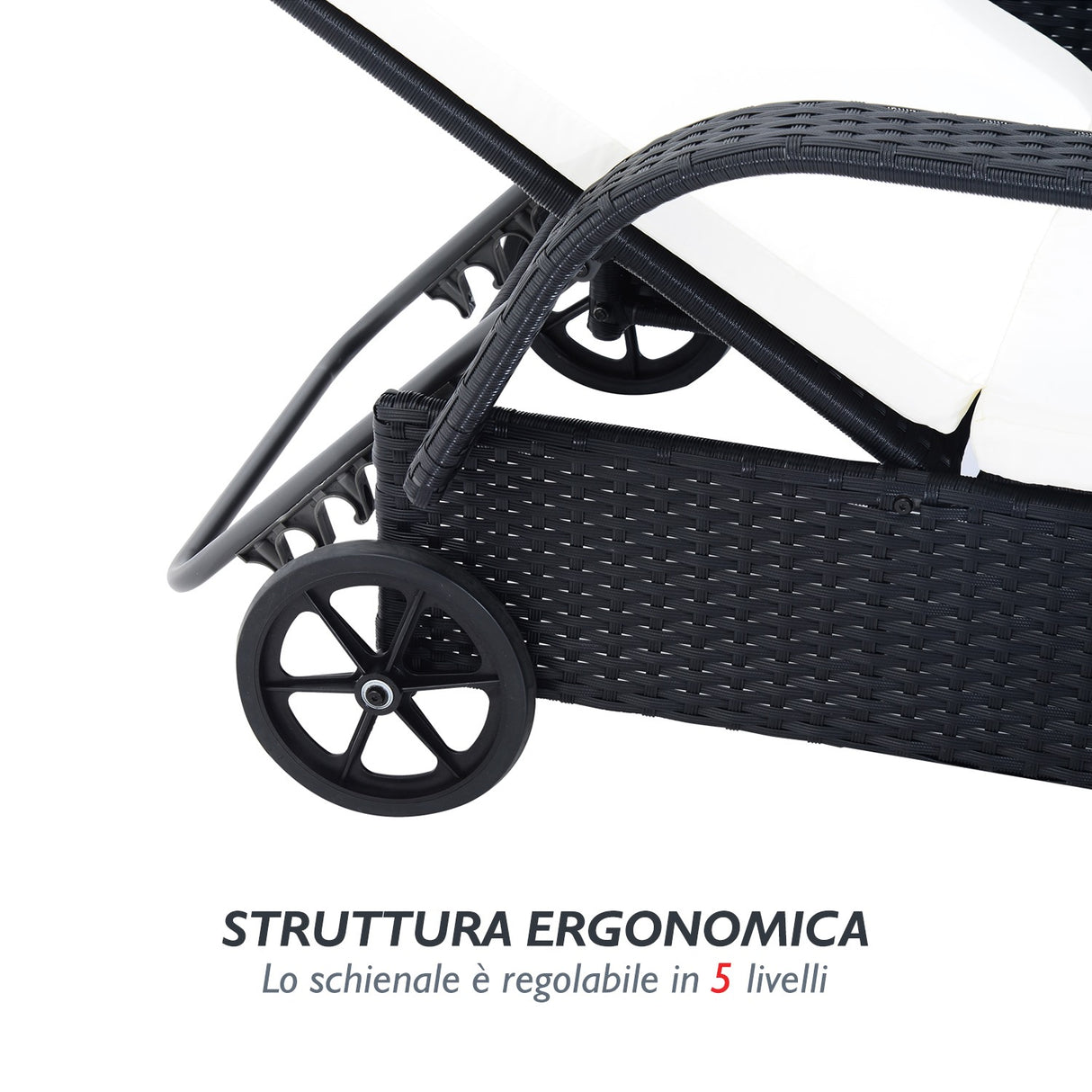 easycomfort easycomfort set mobili da giardino 2 sedie a sdraio e tavolino 3pz lettino prendisole rotelle reclinabile rattan nero