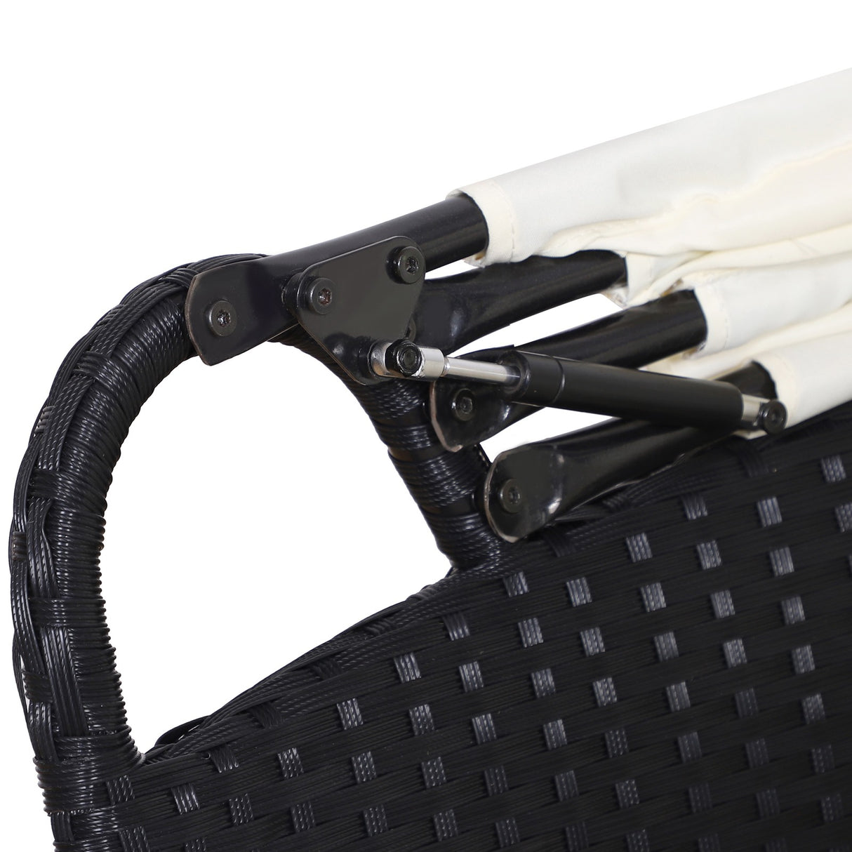 easycomfort easycomfort set 4 pzi divano circolare da giardino mobili componibili rattan nero tettuccio e cuscini beige 180x175x147cm