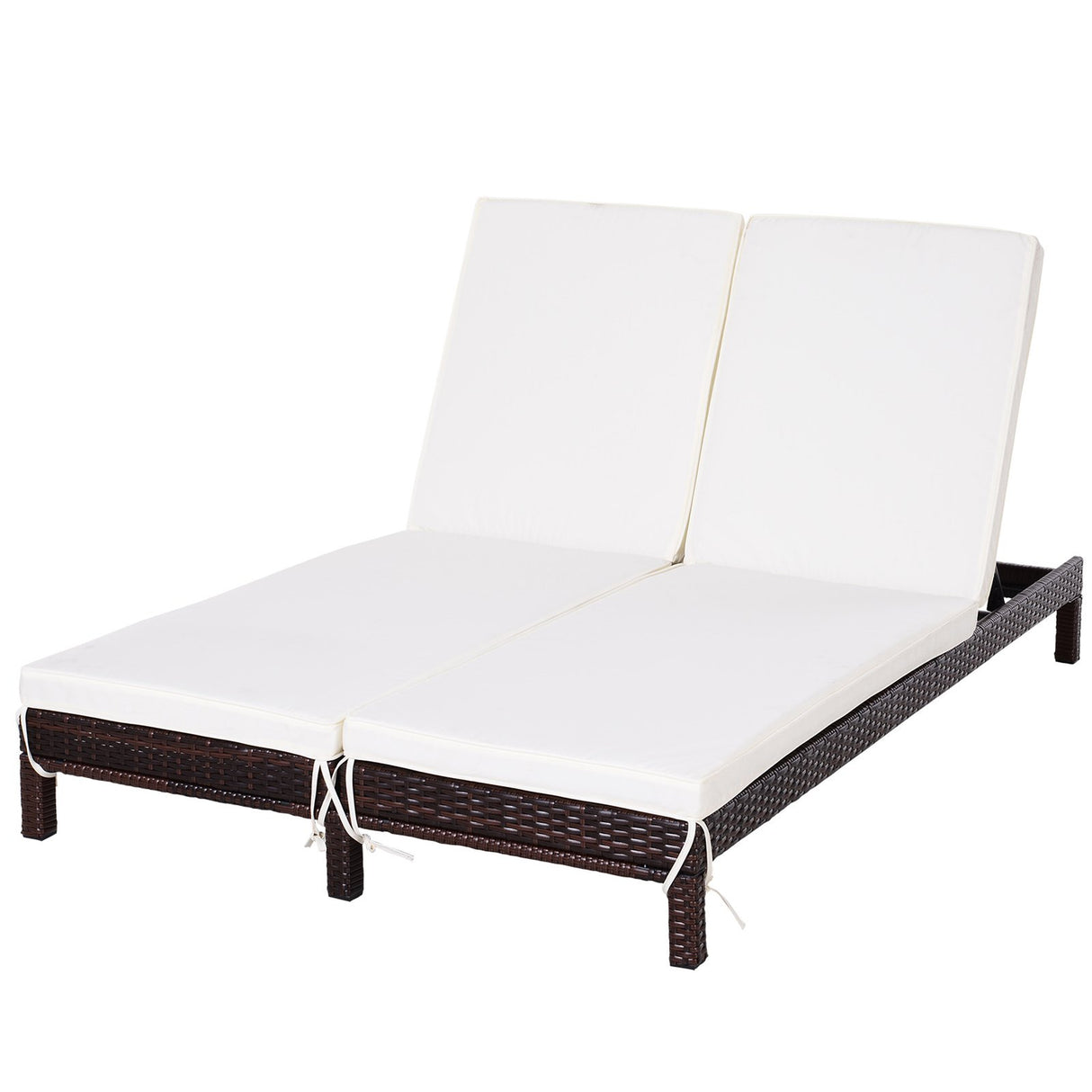 easycomfort easycomfort lettino sdraio prendisole a 2 posti in pe rattan marrone con materassino bianco