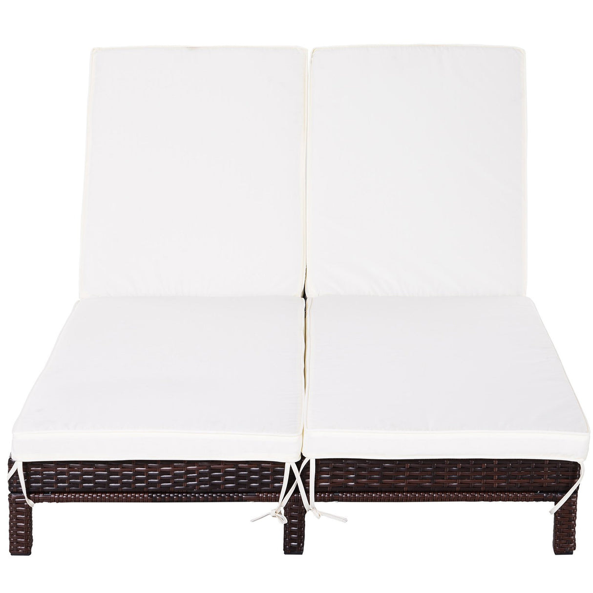 easycomfort easycomfort lettino sdraio prendisole a 2 posti in pe rattan marrone con materassino bianco