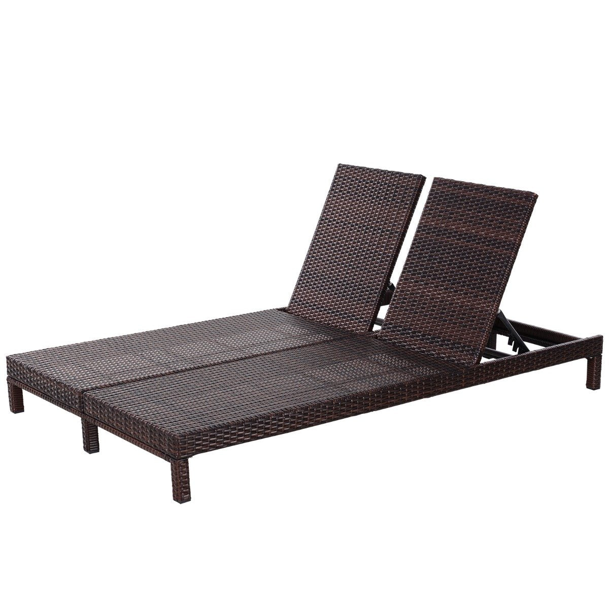 easycomfort easycomfort lettino sdraio prendisole a 2 posti in pe rattan marrone con materassino bianco