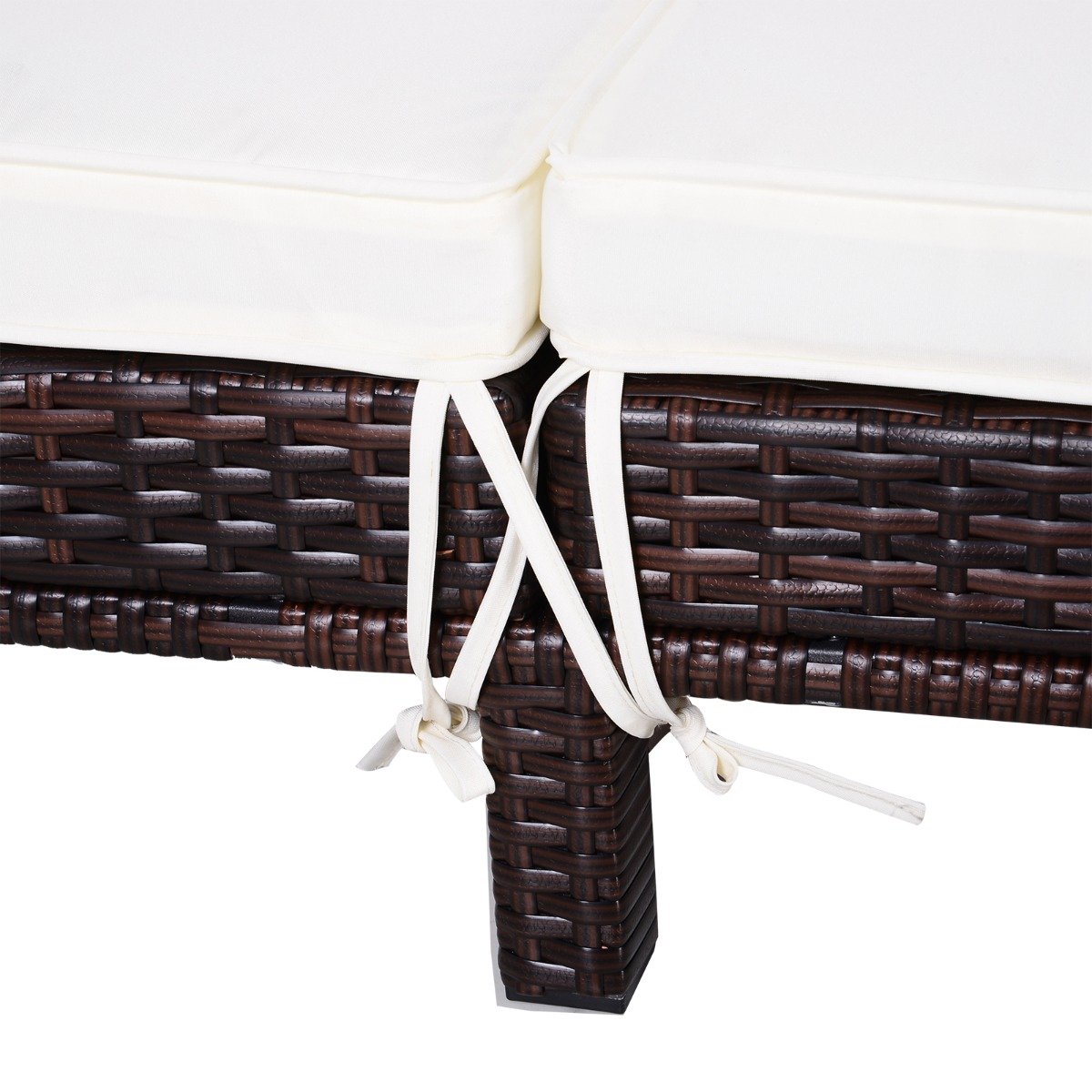 easycomfort easycomfort lettino sdraio prendisole a 2 posti in pe rattan marrone con materassino bianco