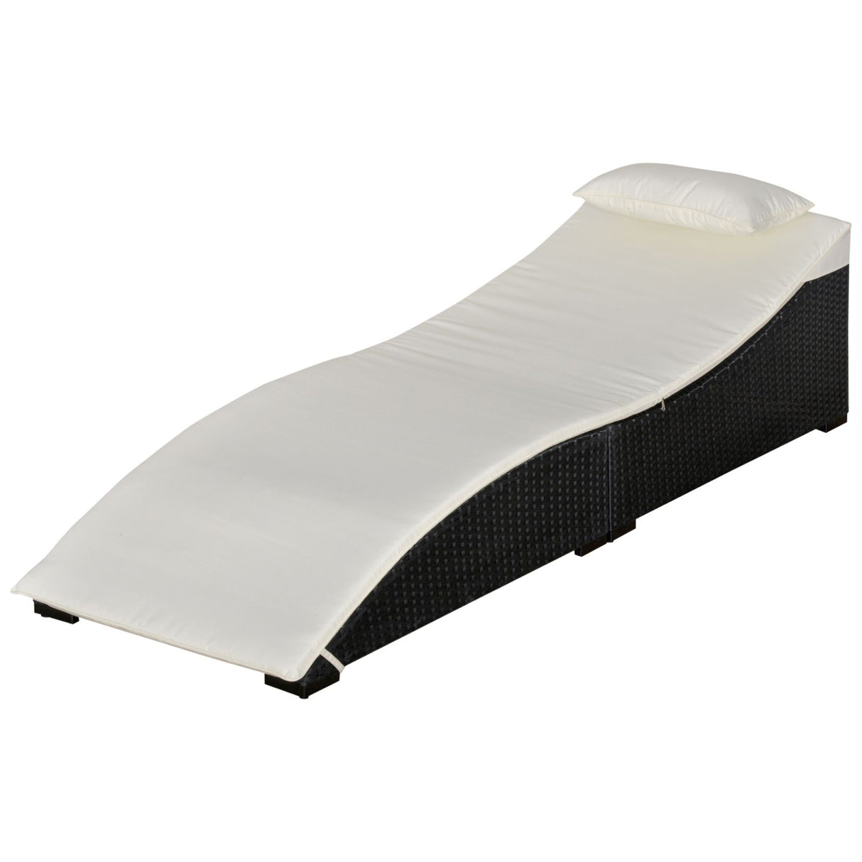 easycomfort easycomfort lettino sdraio prendisole pieghevole in pe rattan nero con materassino bianco crema