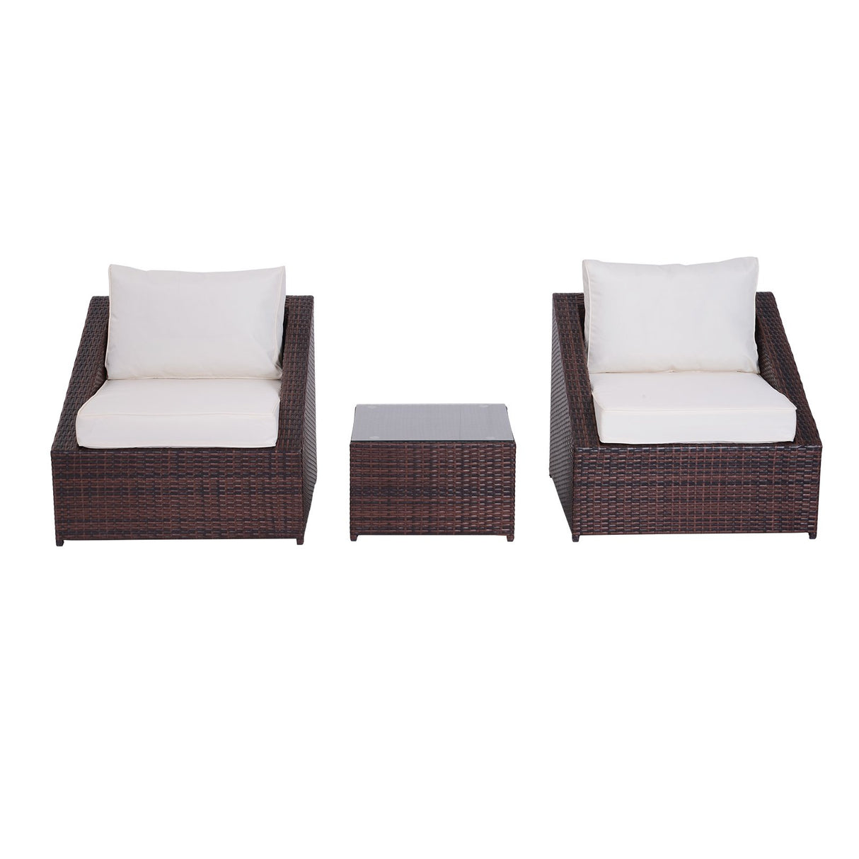 easycomfort easycomfort set mobili da giardino in pe rattan con tavolino e 2 poltrone