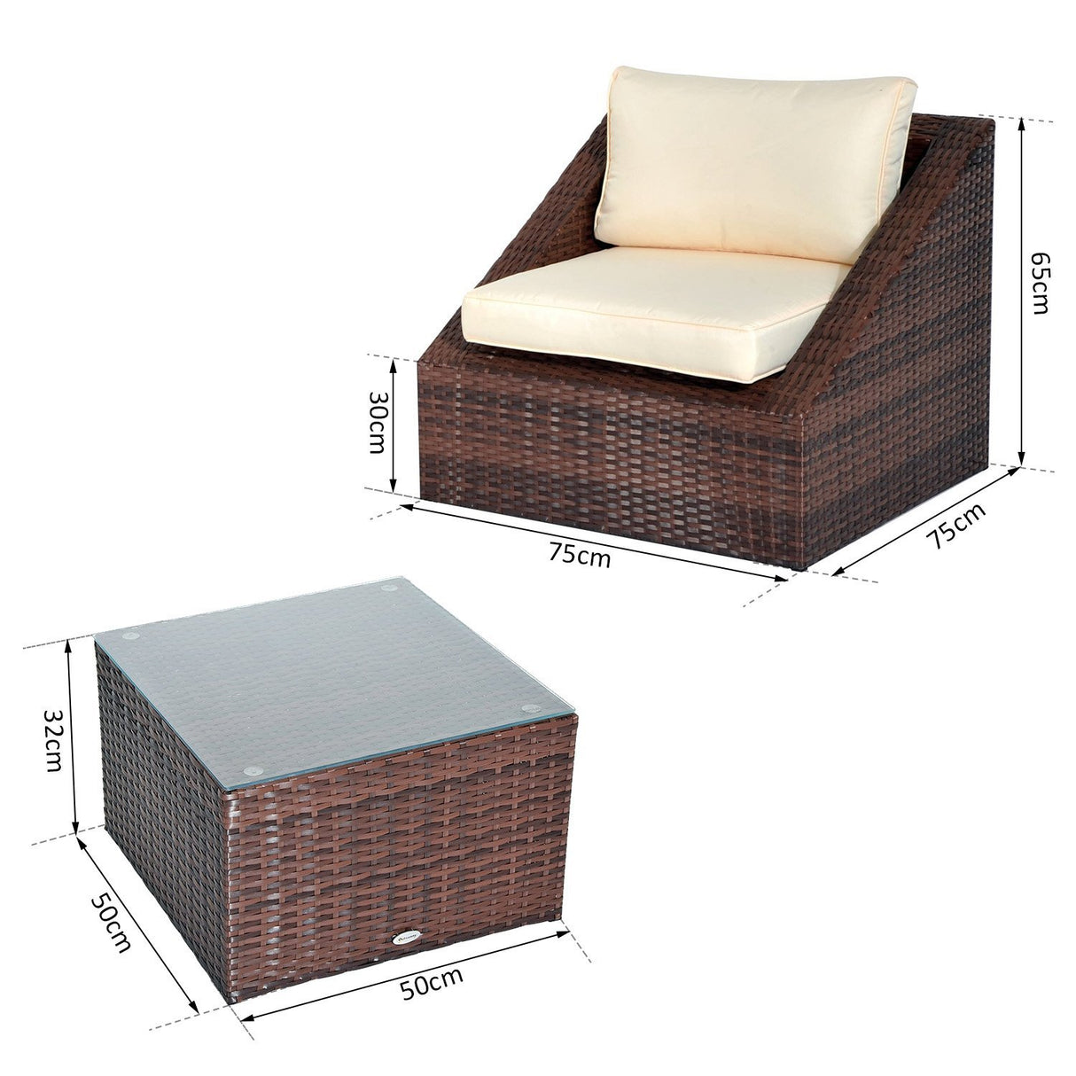 easycomfort easycomfort set mobili da giardino in pe rattan con tavolino e 2 poltrone
