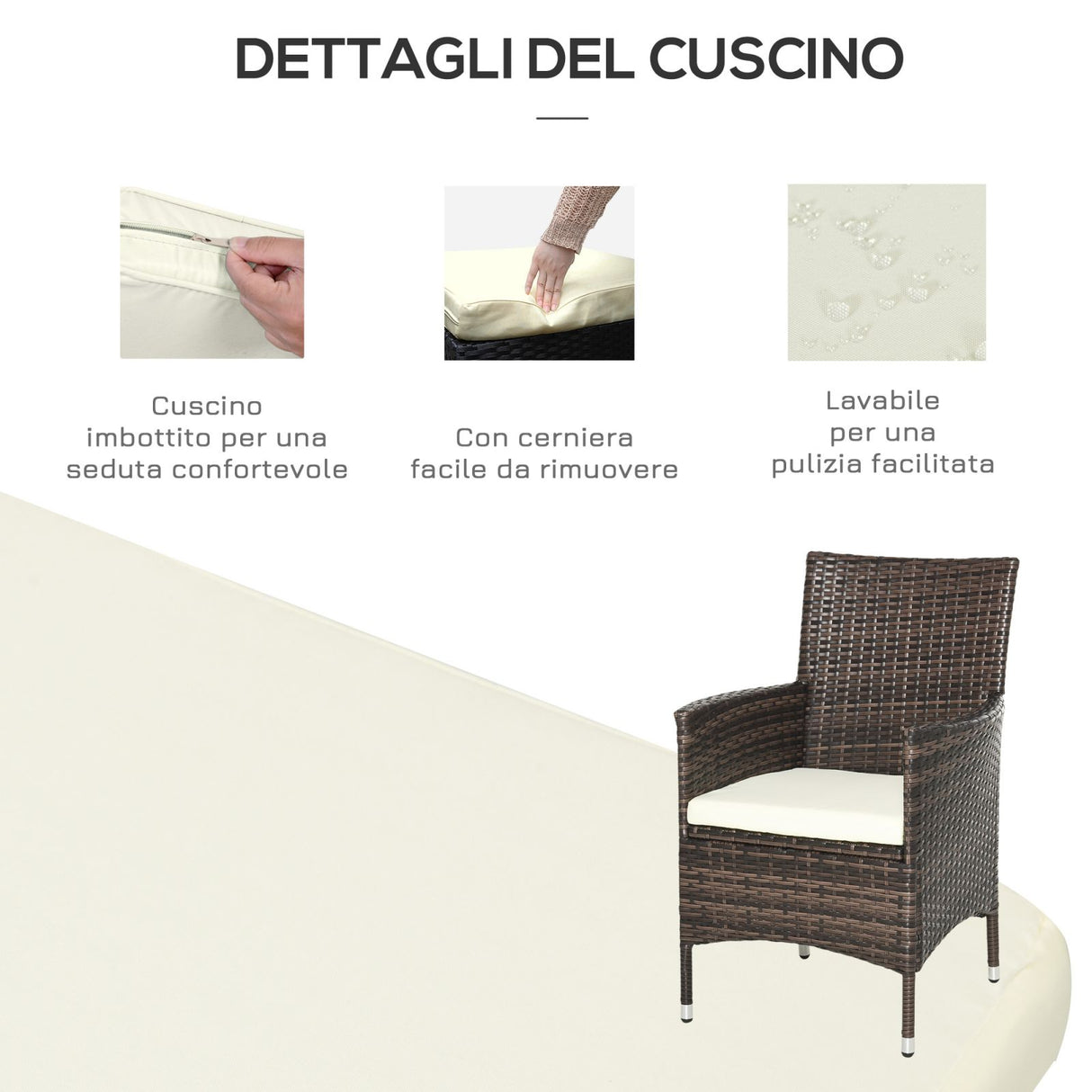 easycomfort easycomfort set poltroncine da giardino in rattan con tavolino marrone