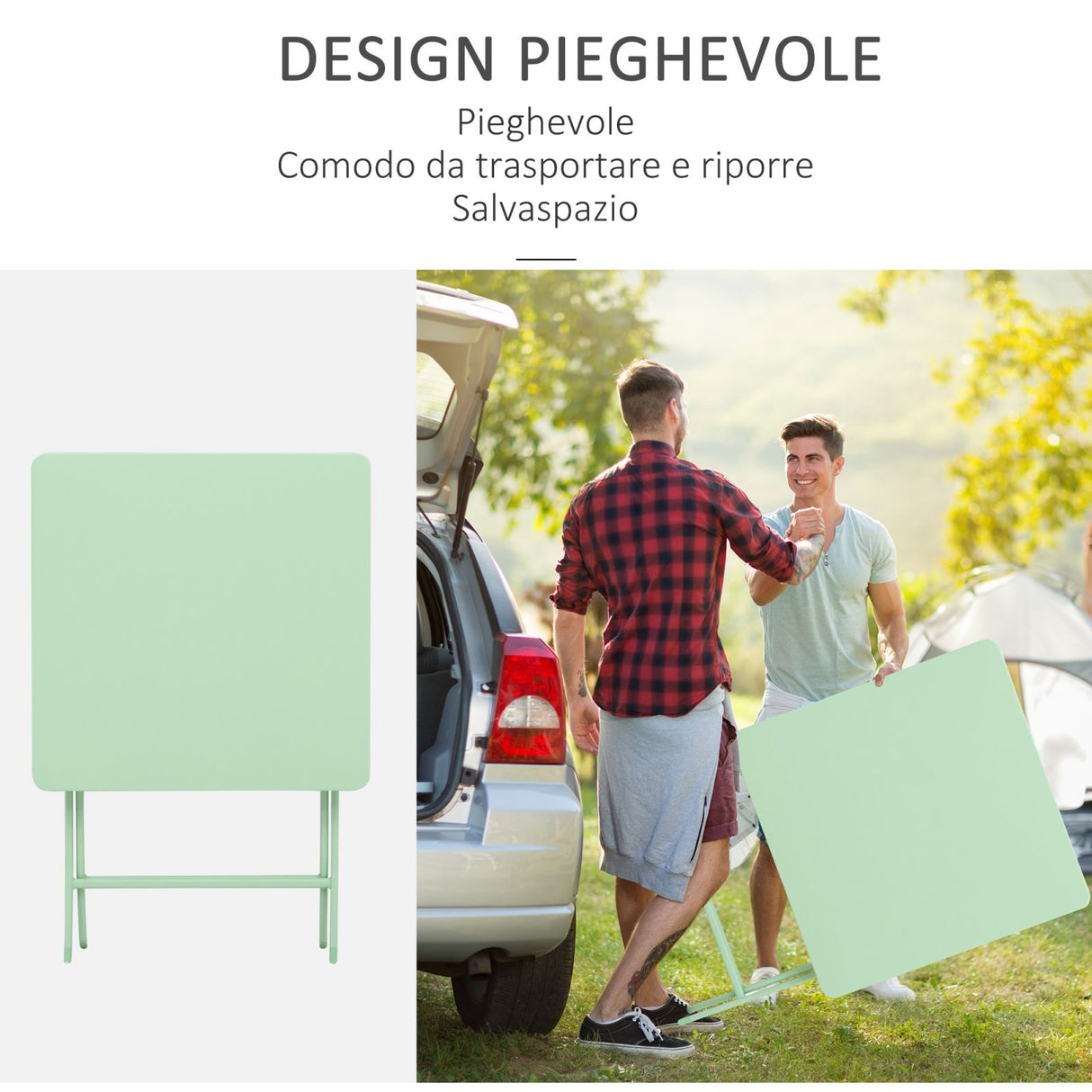 easycomfort easycomfort set tavolo e sedie da giardino ed esterno in metallo verde set da 3 pezzi pieghevole e salvaspazio