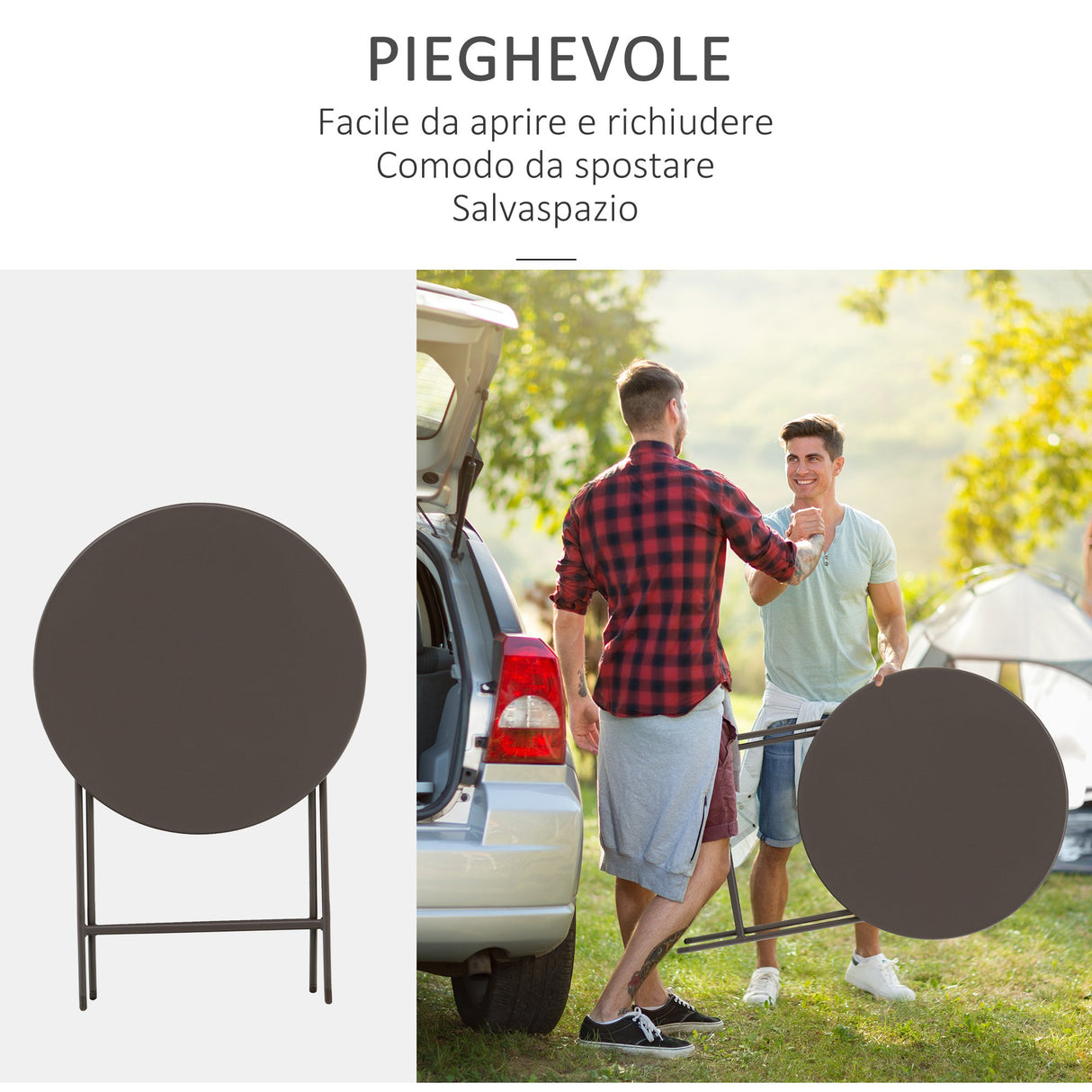 easycomfort easycomfort tavolino con sedie pieghevoli in acciaio marrone per balcone terrazzo giardino