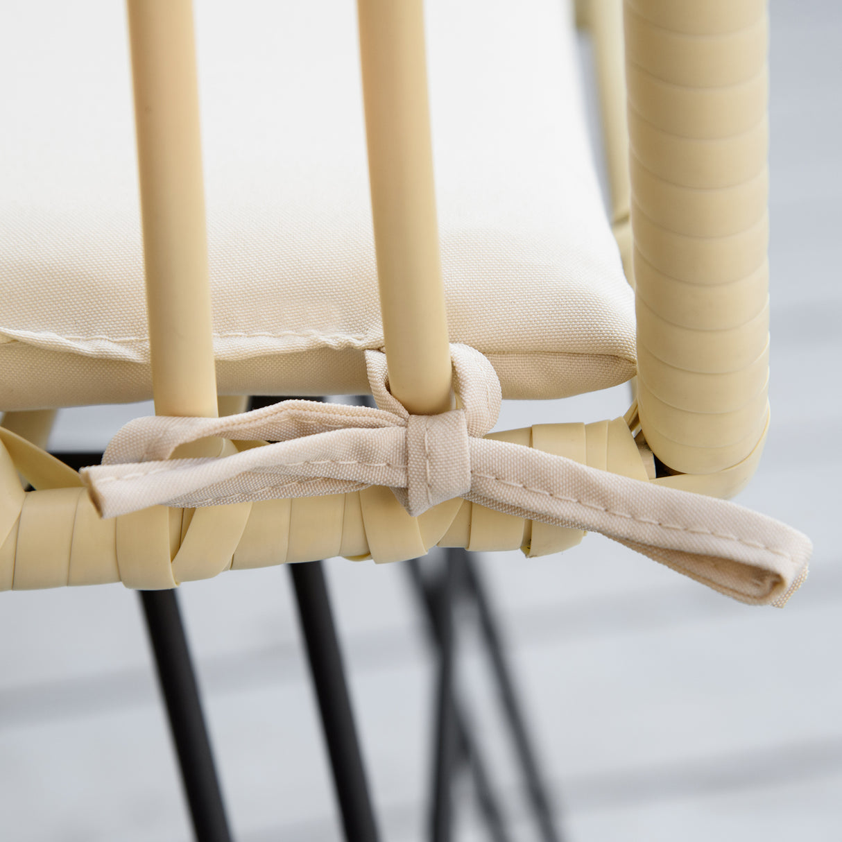 easycomfort set mobili da giardino 3 pezzi con tavolino e sedie in rattan pe poilestere e acciaio per esterni crema