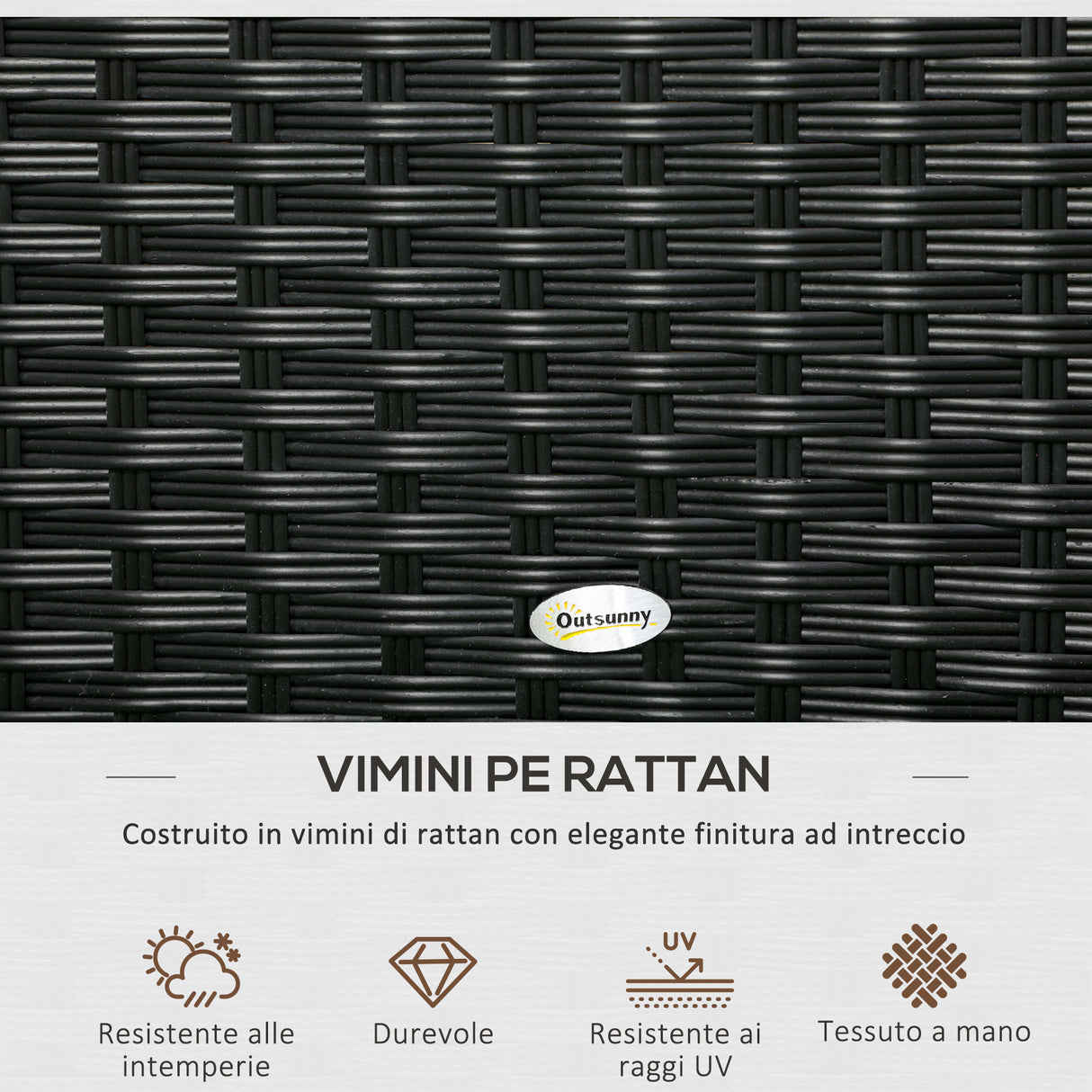 easycomfort baule da giardino in rattan e acciaio con coperchio 95x60x53cm nero