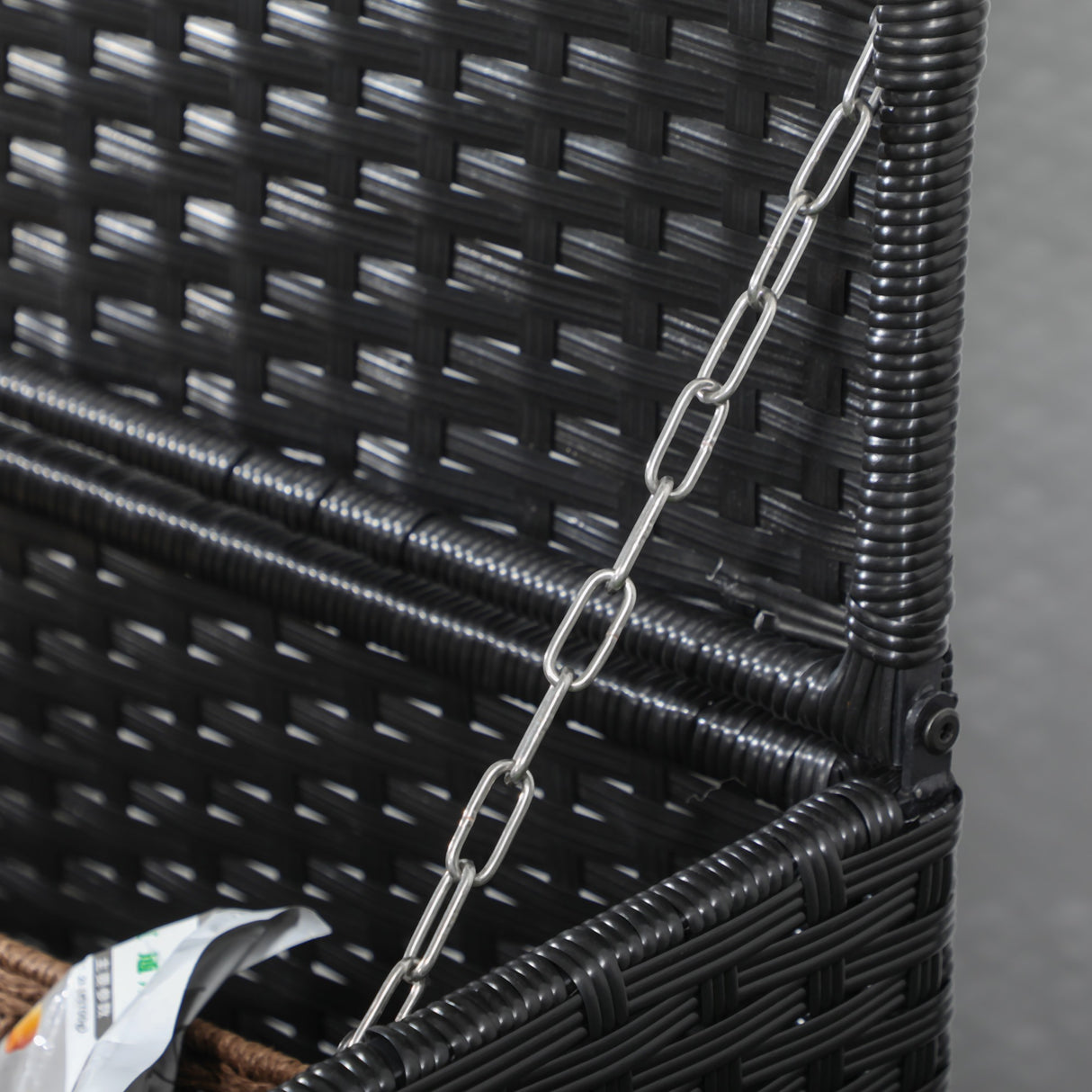 easycomfort baule da giardino in rattan e acciaio con coperchio 95x60x53cm nero