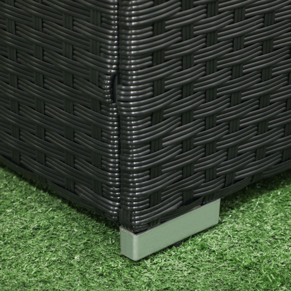 easycomfort baule da giardino in rattan e acciaio con coperchio 95x60x53cm nero