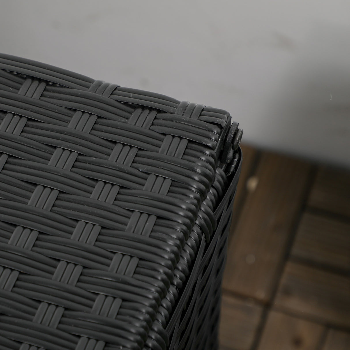 easycomfort baule da giardino in rattan e acciaio con coperchio 95x60x53cm nero