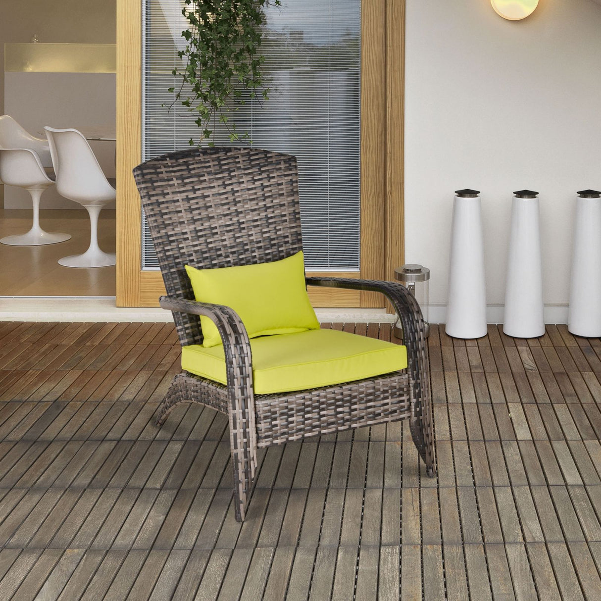 easycomfort poltrona da giardino in pe rattan con braccioli e cuscini imbottiti grigia e verde