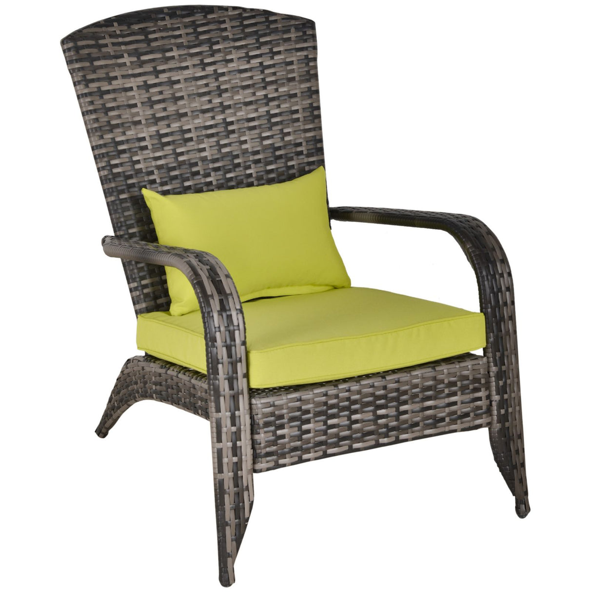 easycomfort poltrona da giardino in pe rattan con braccioli e cuscini imbottiti grigia e verde