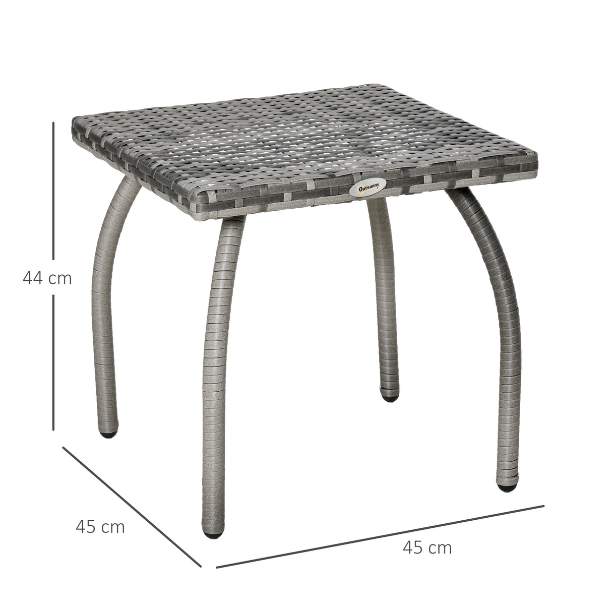 easycomfort easycomfort tavolino in rattan sintetico da esterno giardino terrazzo impermeabile grigio 45x45x44cm