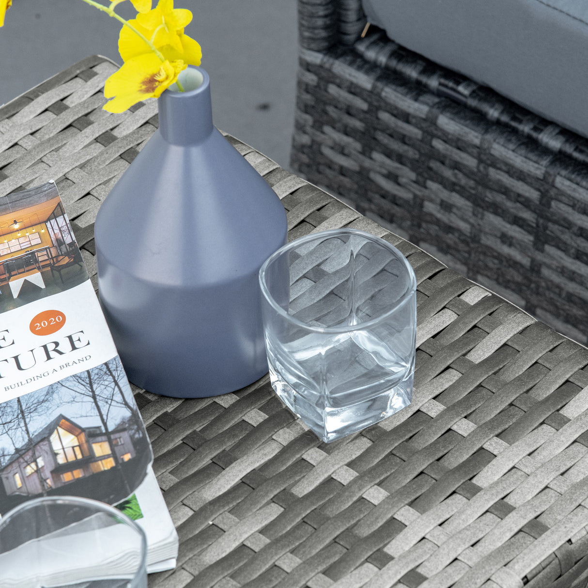 easycomfort easycomfort tavolino in rattan sintetico da esterno giardino terrazzo impermeabile grigio 45x45x44cm